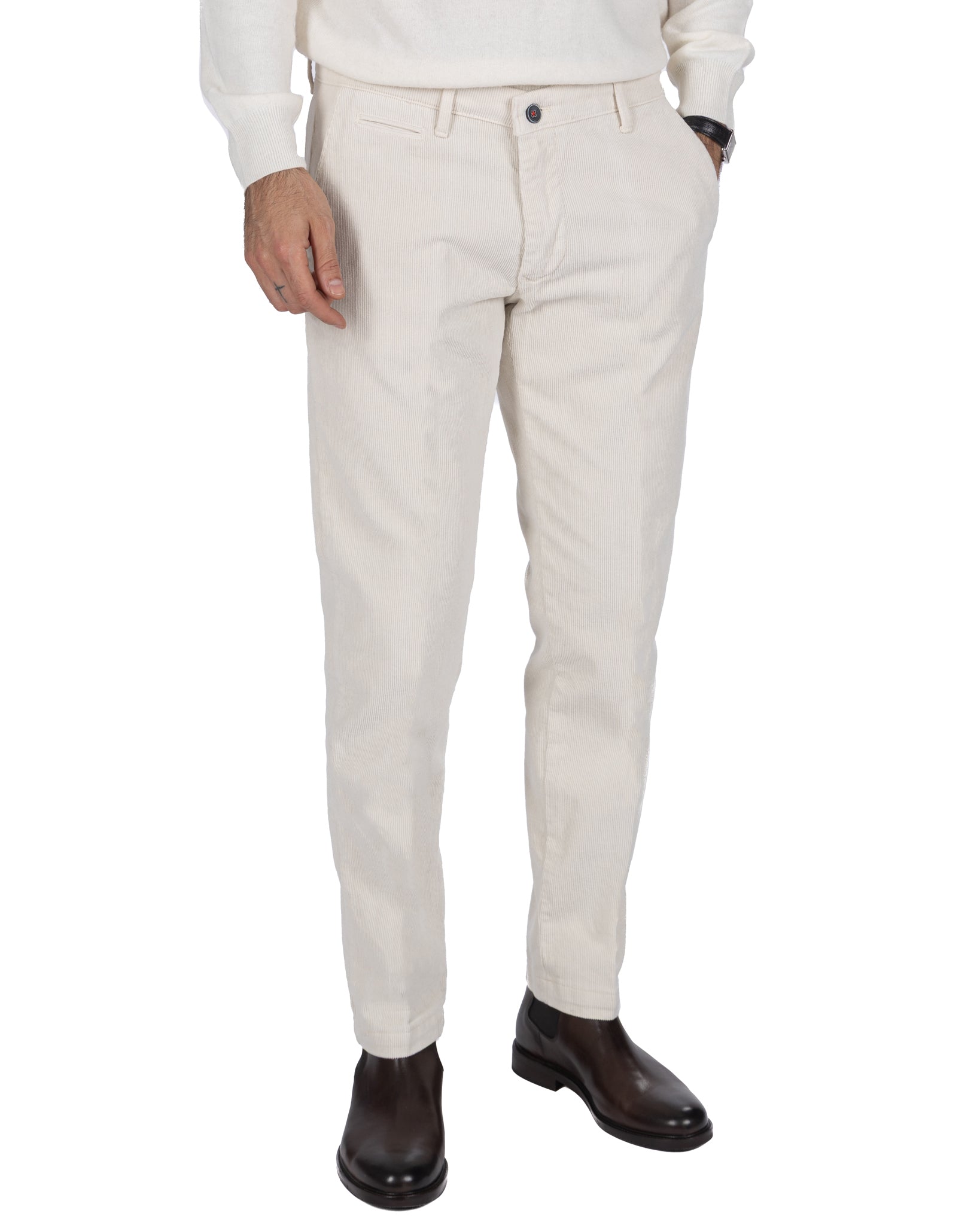 Pantalon Harlan en velours crème