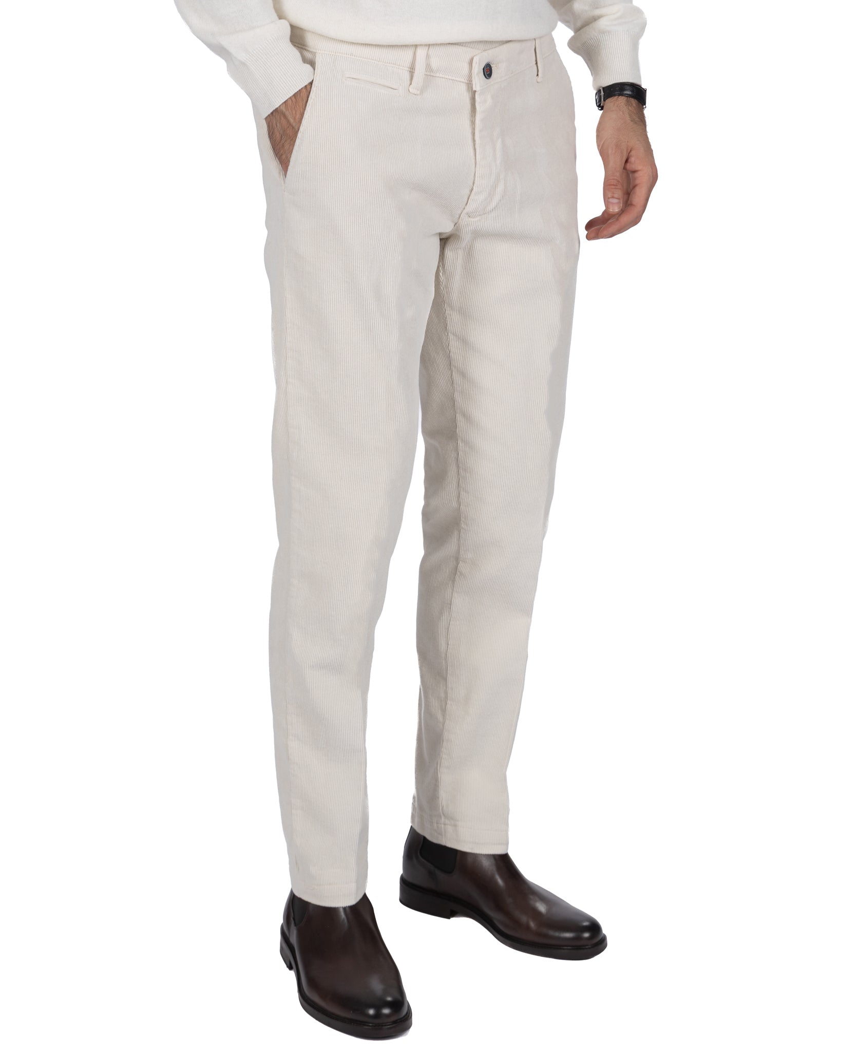 Pantalon Harlan en velours crème