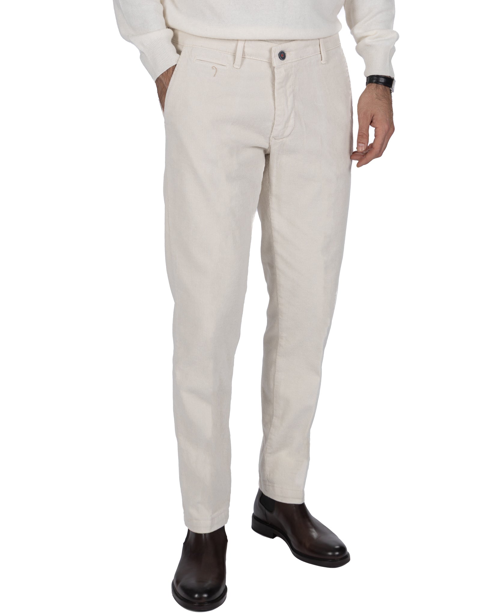 Pantalon Harlan en velours crème