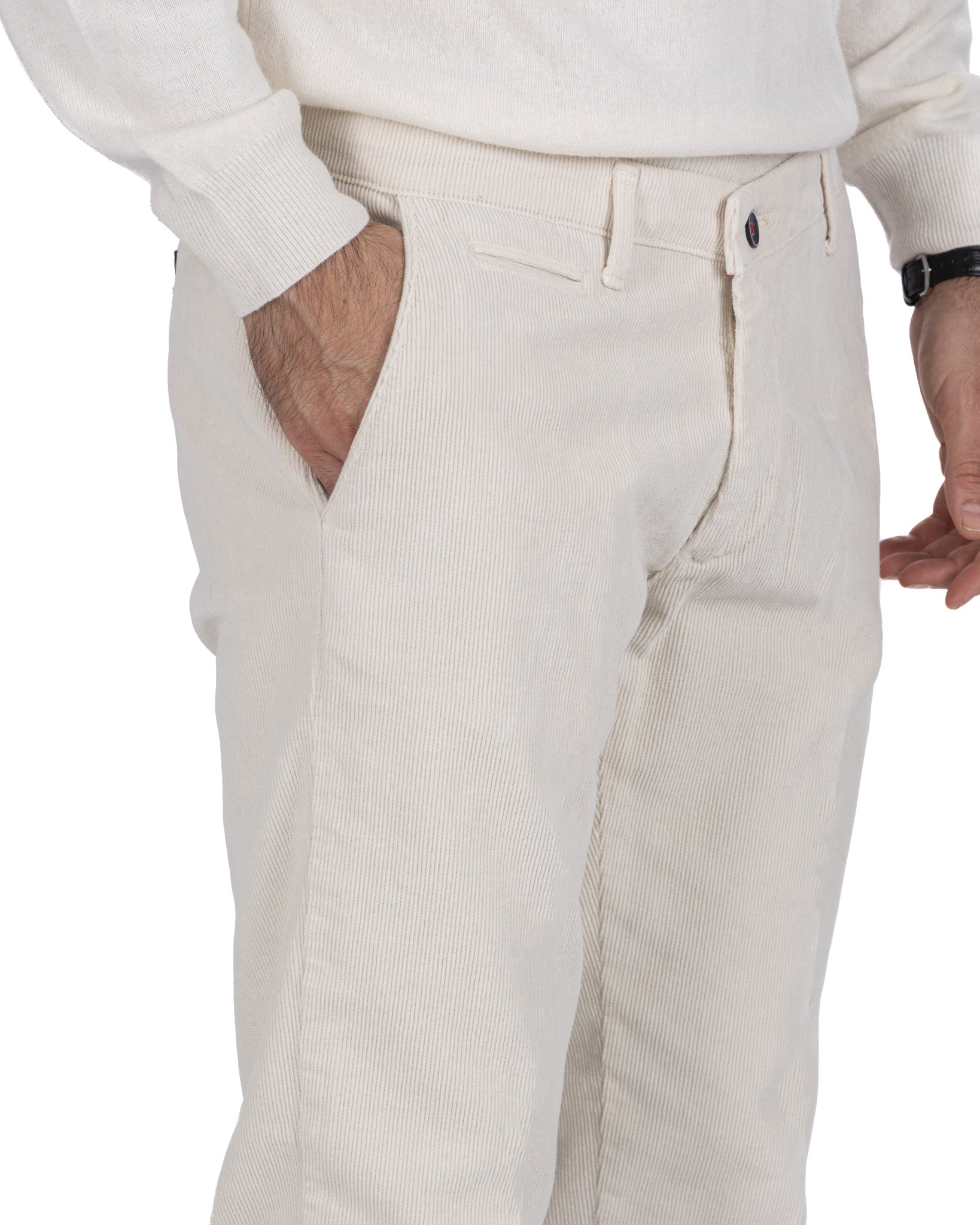 Pantalon Harlan en velours crème