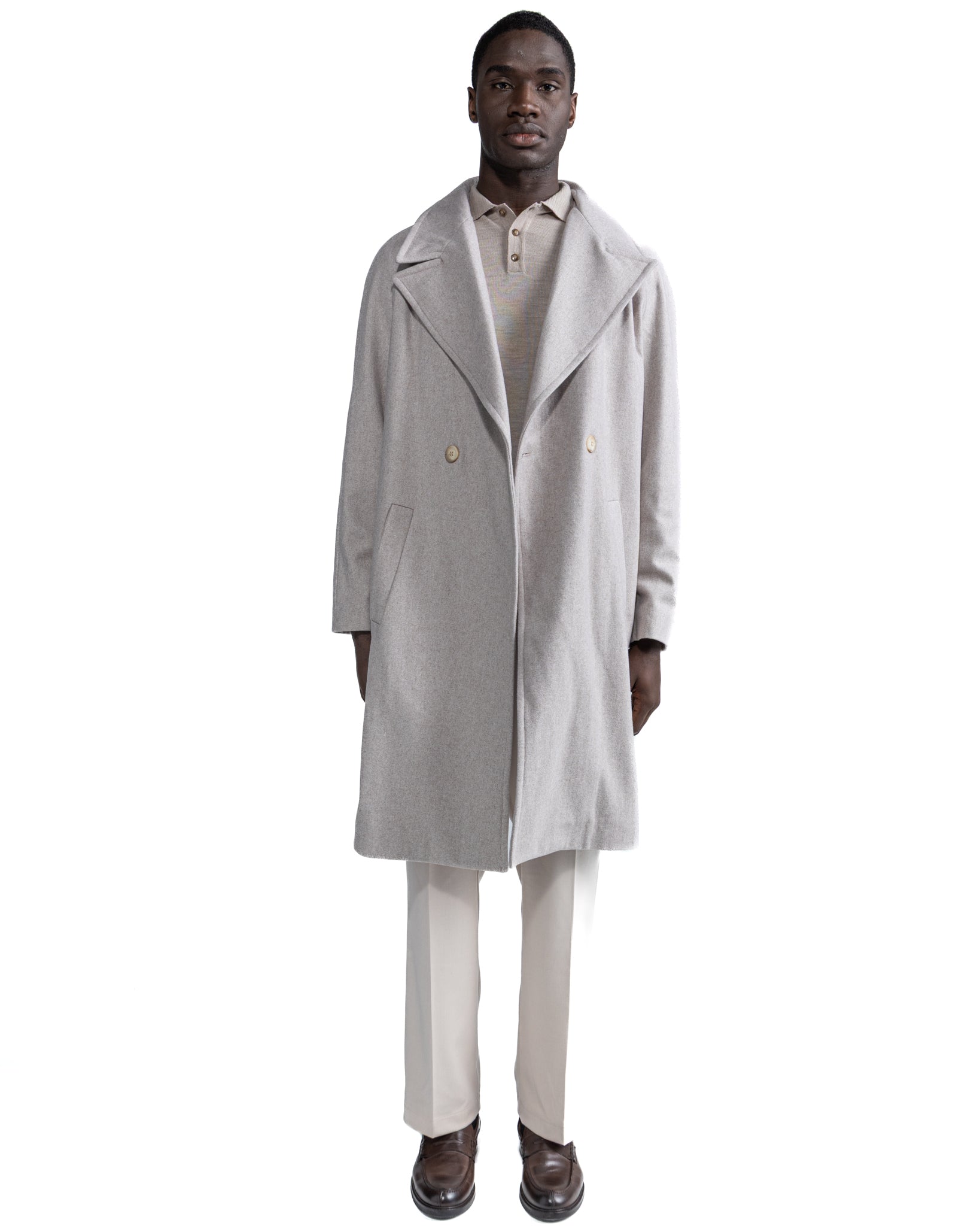 Manteau long Freud en flanelle beige
