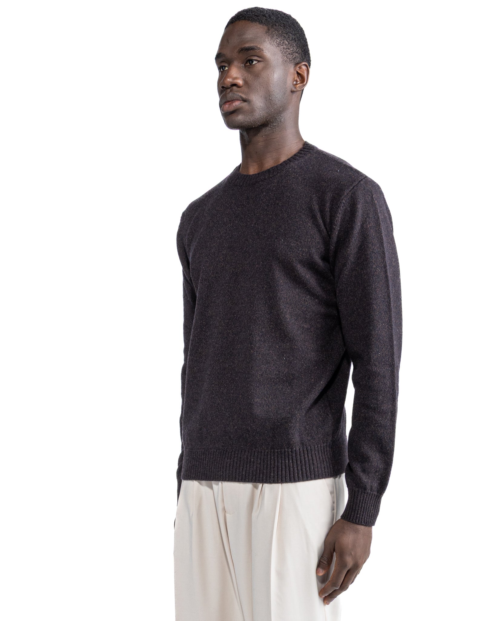 Pull ras du cou Willie en bouclé foncé