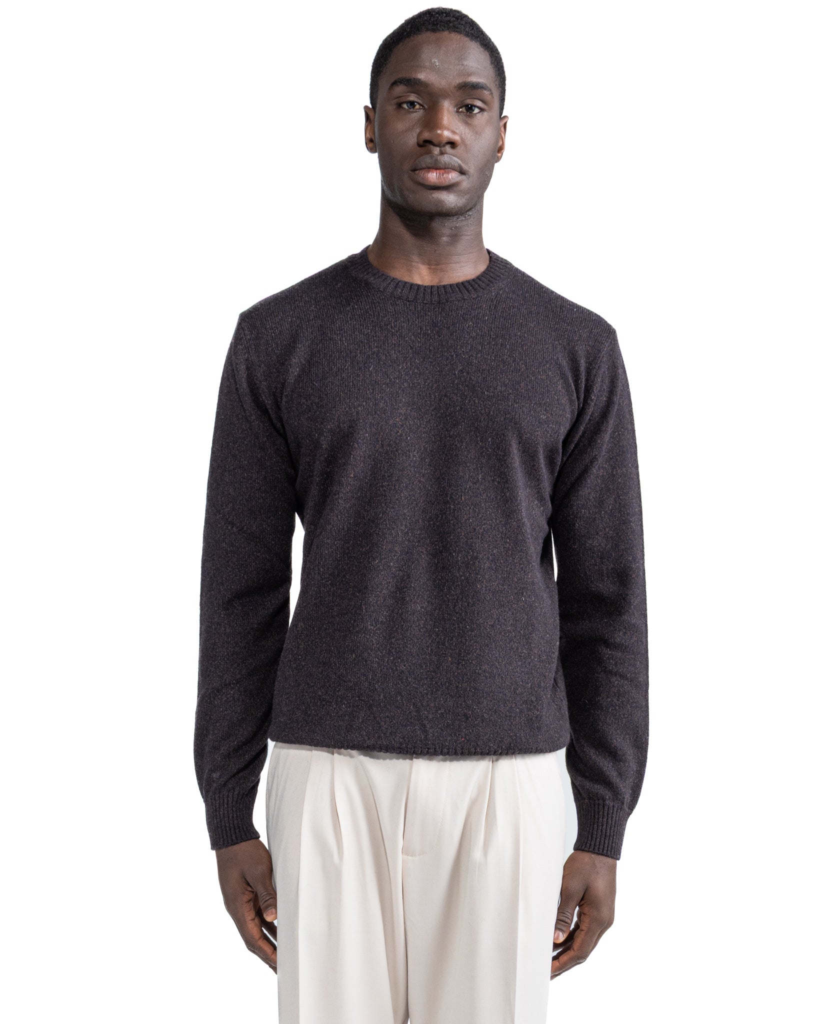 Pull ras du cou Willie en bouclé foncé