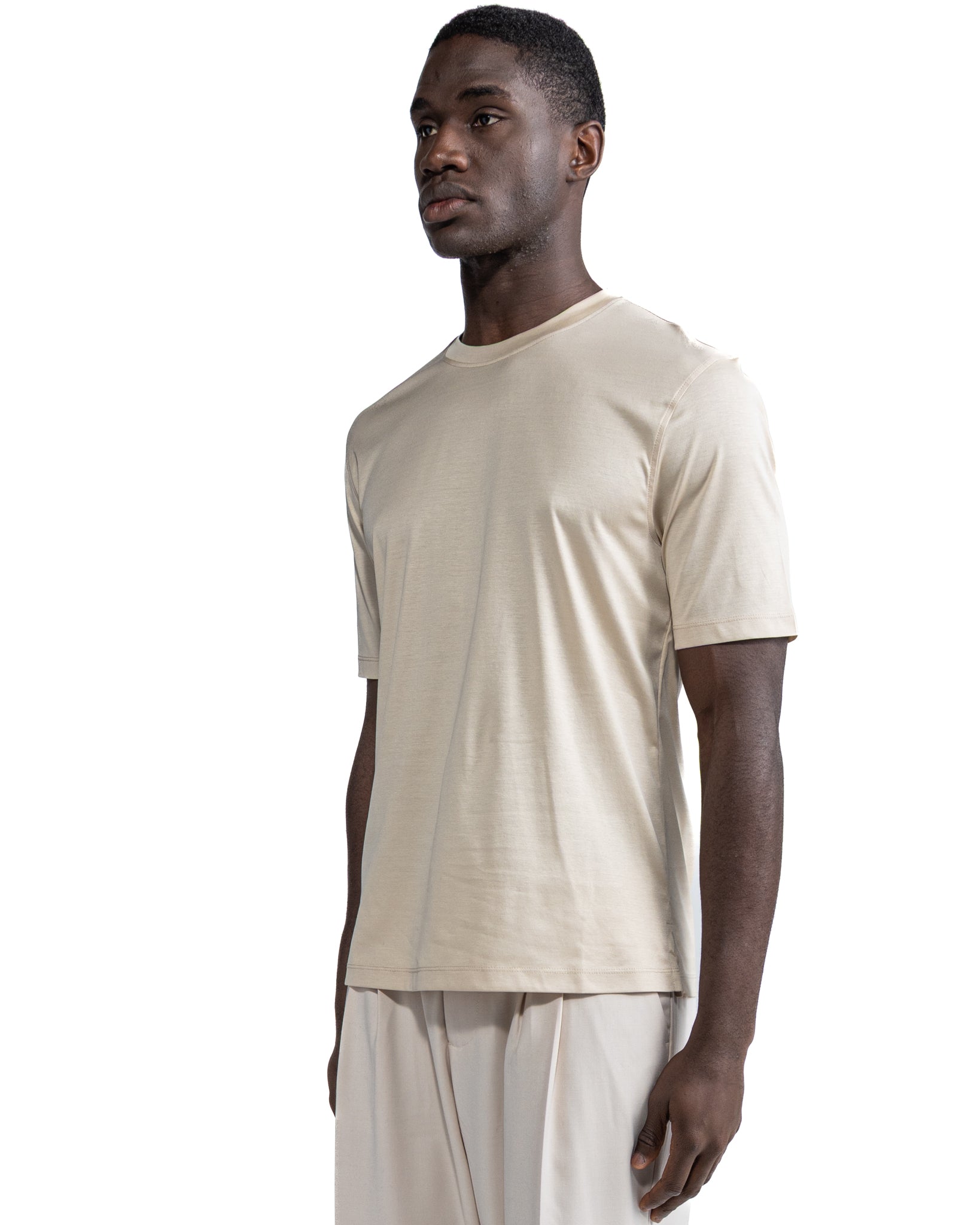 Hoorn T-shirt in beige lisle thread
