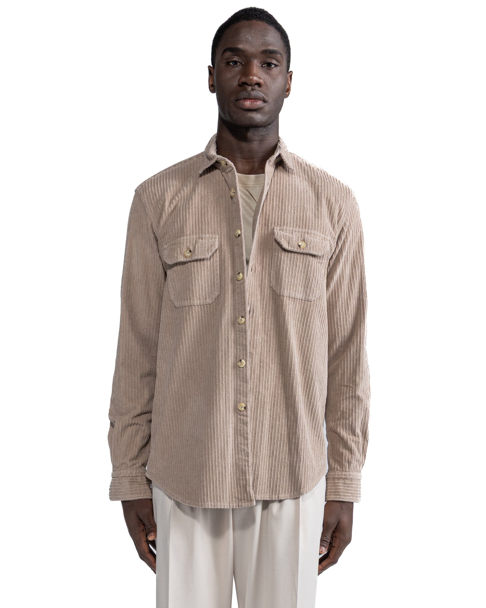 Camicia Atlantis in velluto beige