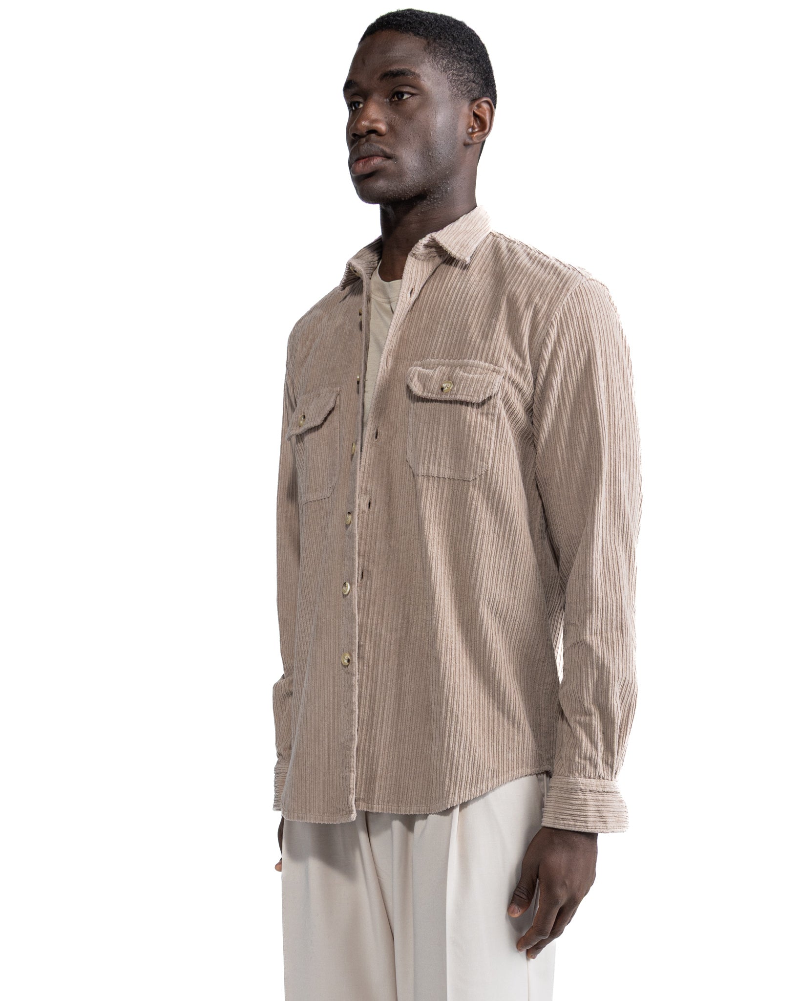 Camicia Atlantis in velluto beige