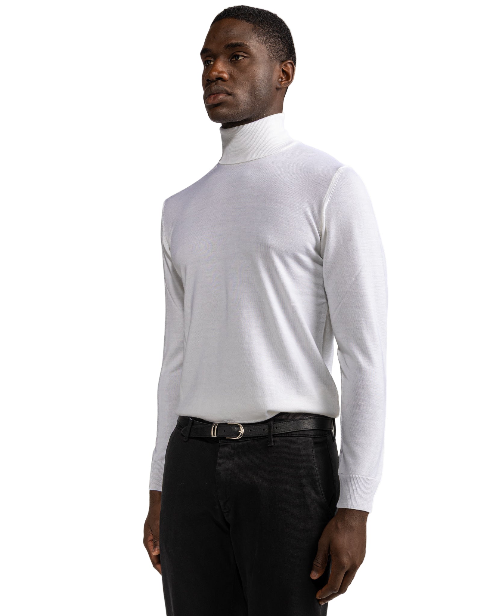 Vietri turtleneck in Tollegno cream wool