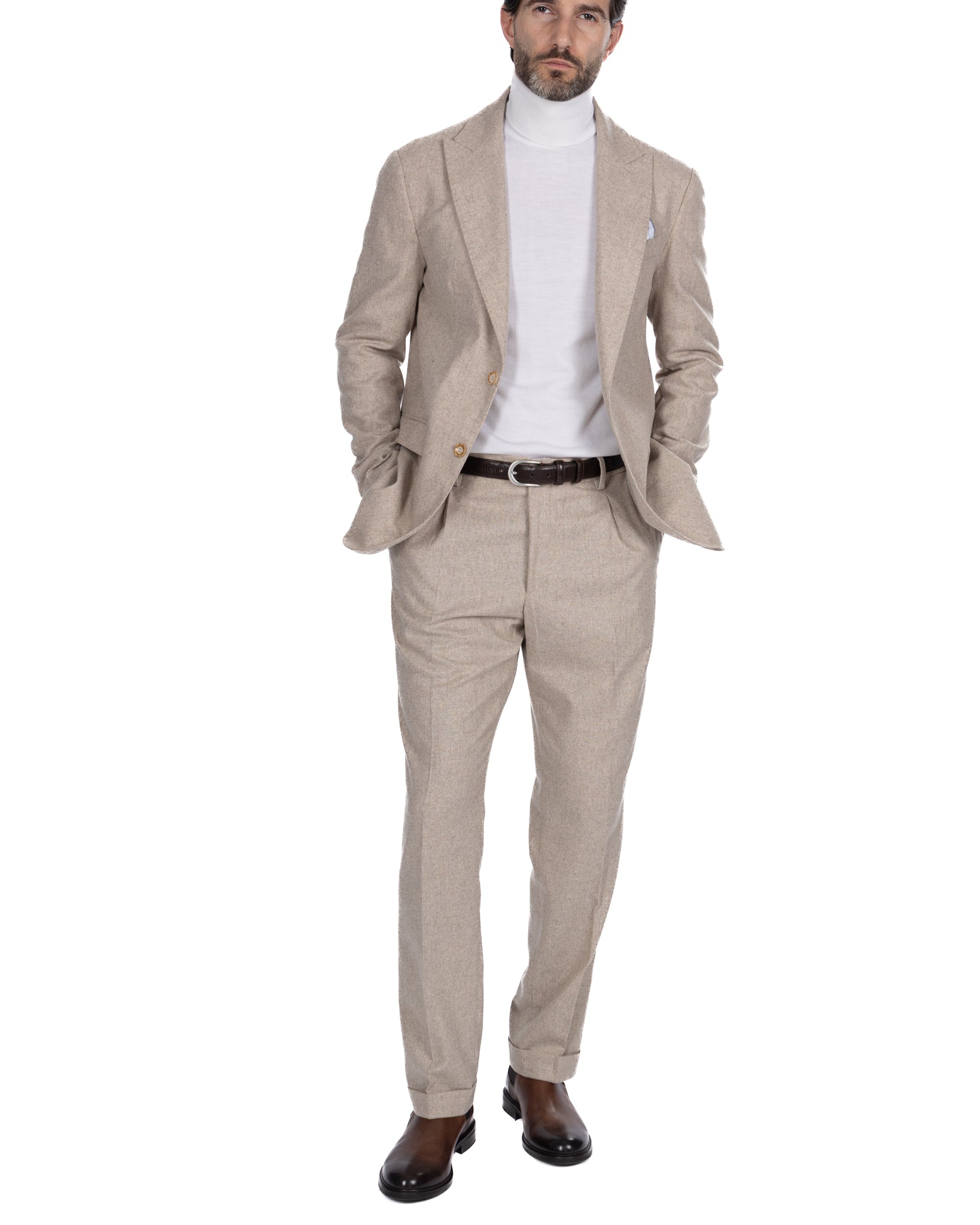 Robe en flanelle beige Olympus