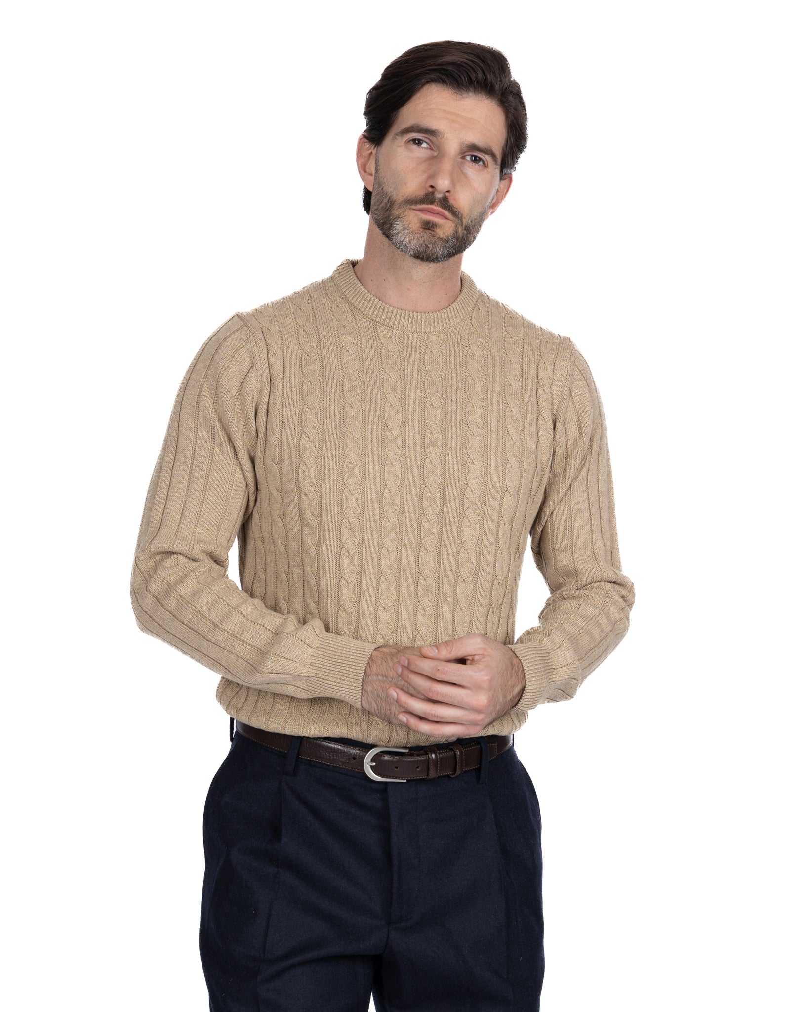 Collier ras du cou tressé beige Tambora