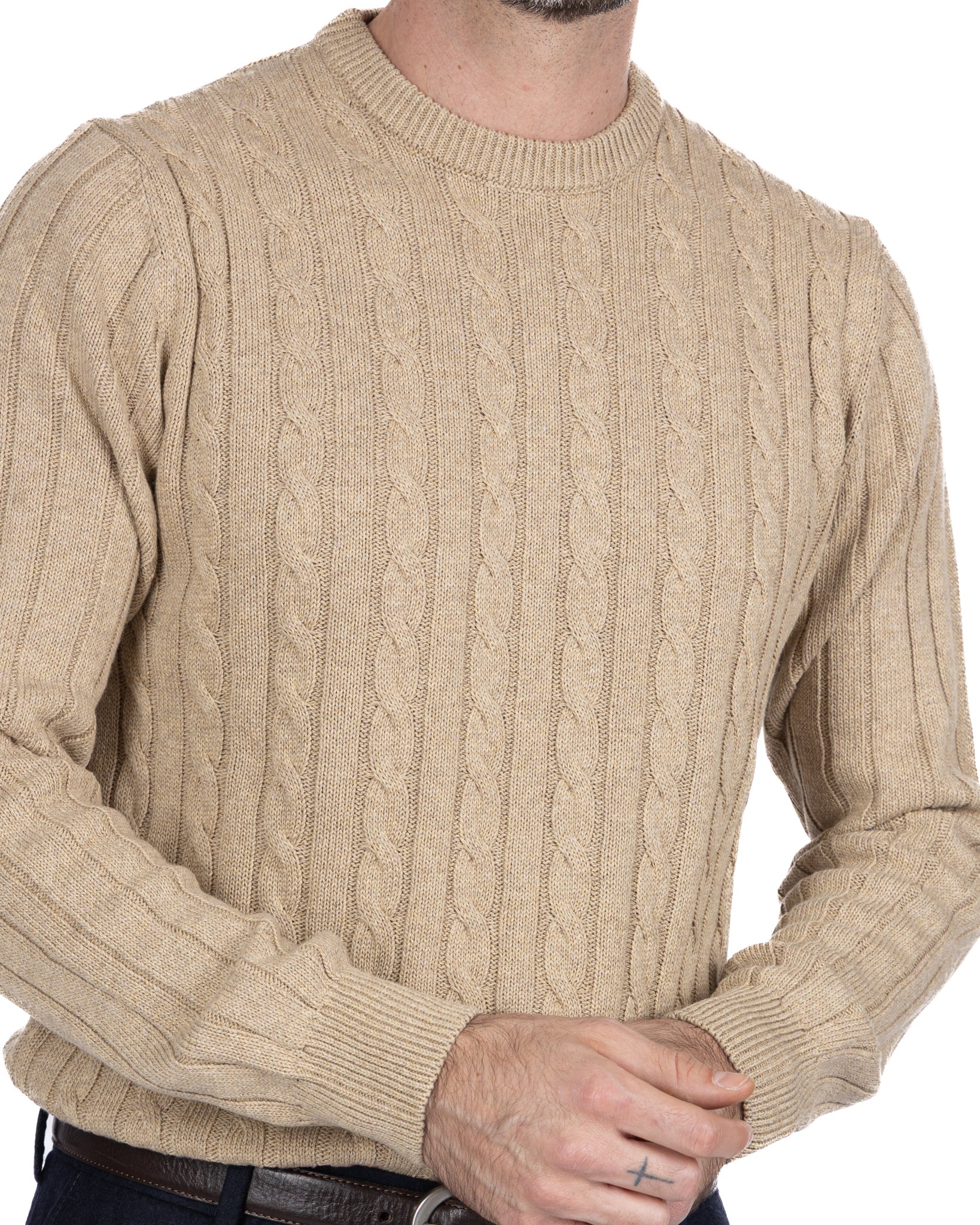 Collier ras du cou tressé beige Tambora