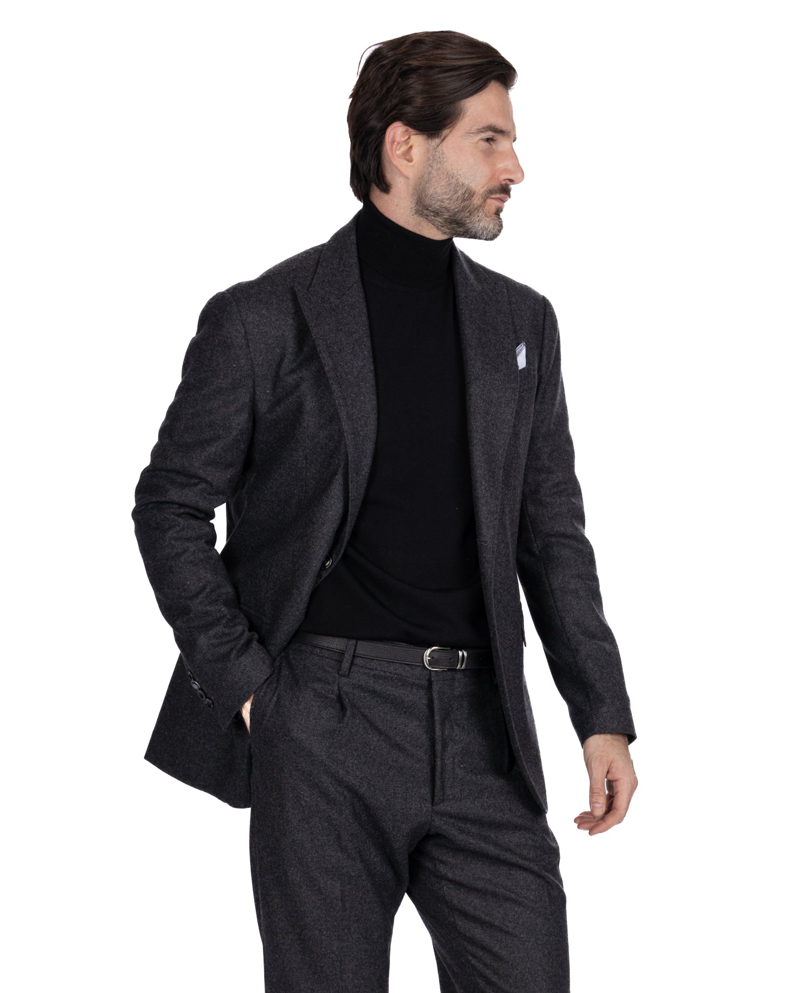 Reflex jacket in black flannel