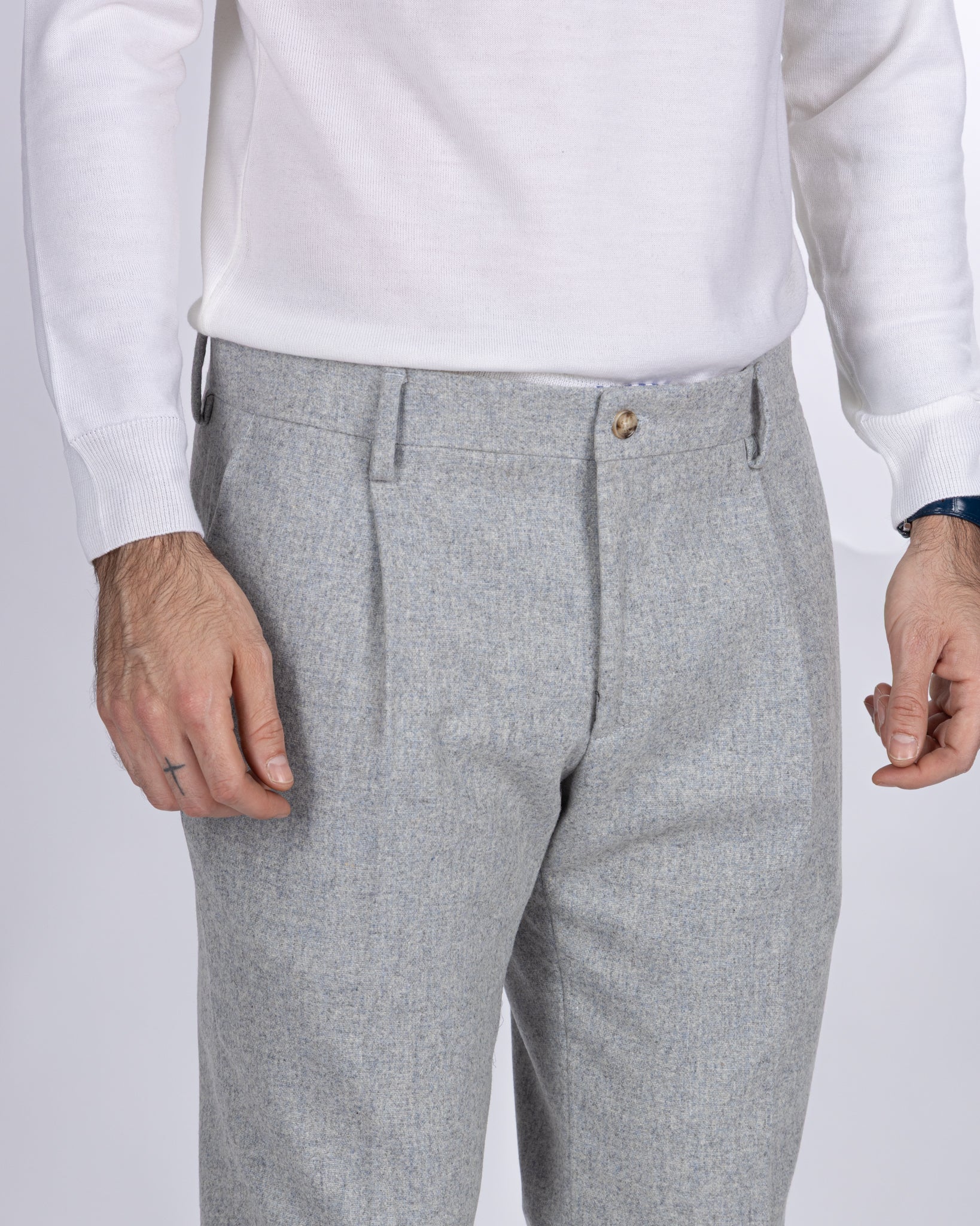 Leica Band Pants in Grey Flannel