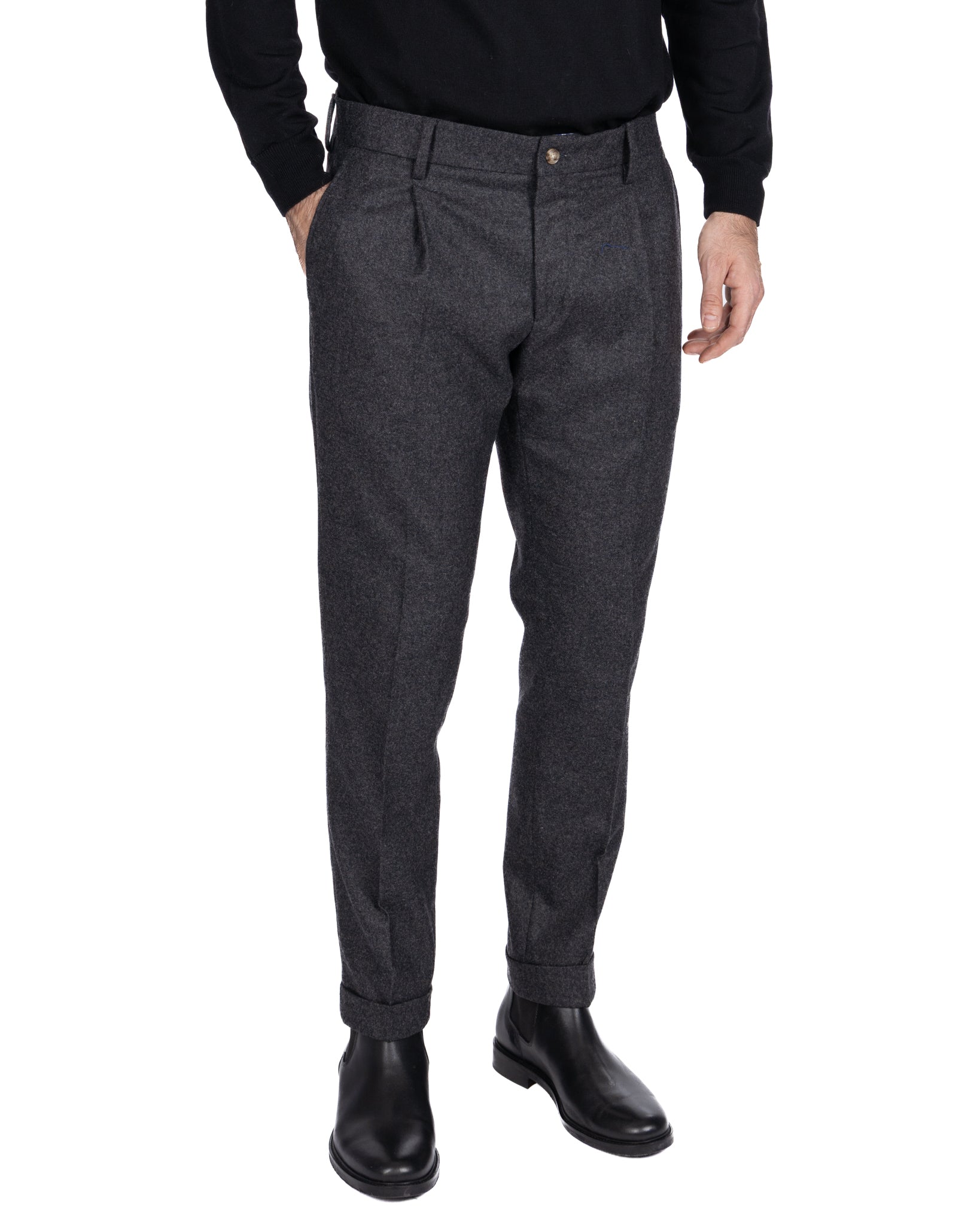 Leica Band Trousers in Anthracite Flannel