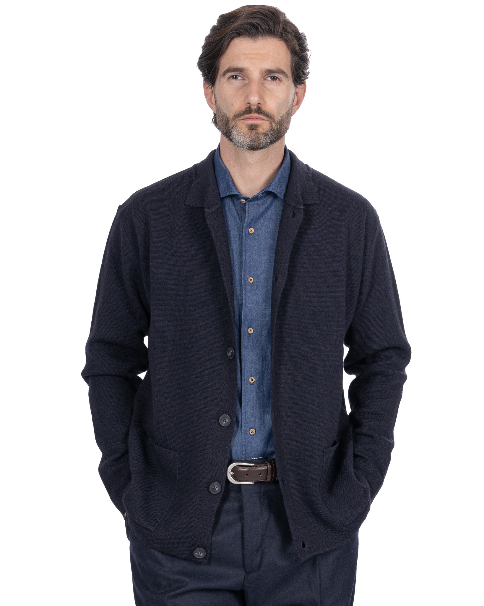 Veste tricotée Krakatoa bleue