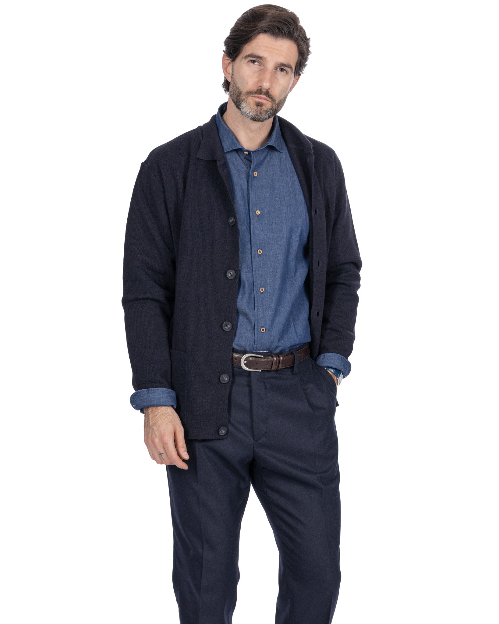 Veste tricotée Krakatoa bleue