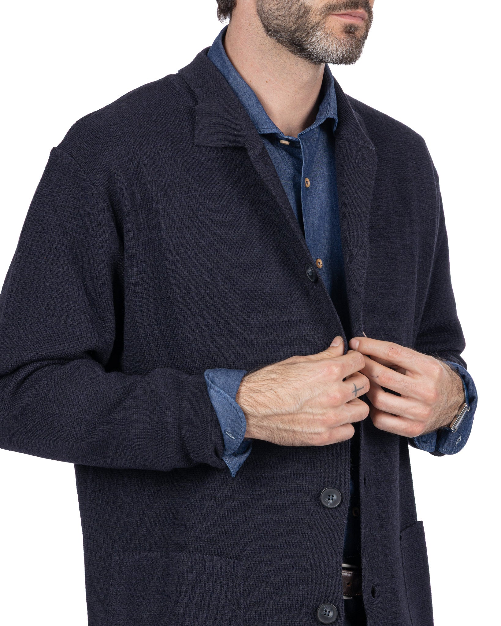 Veste tricotée Krakatoa bleue