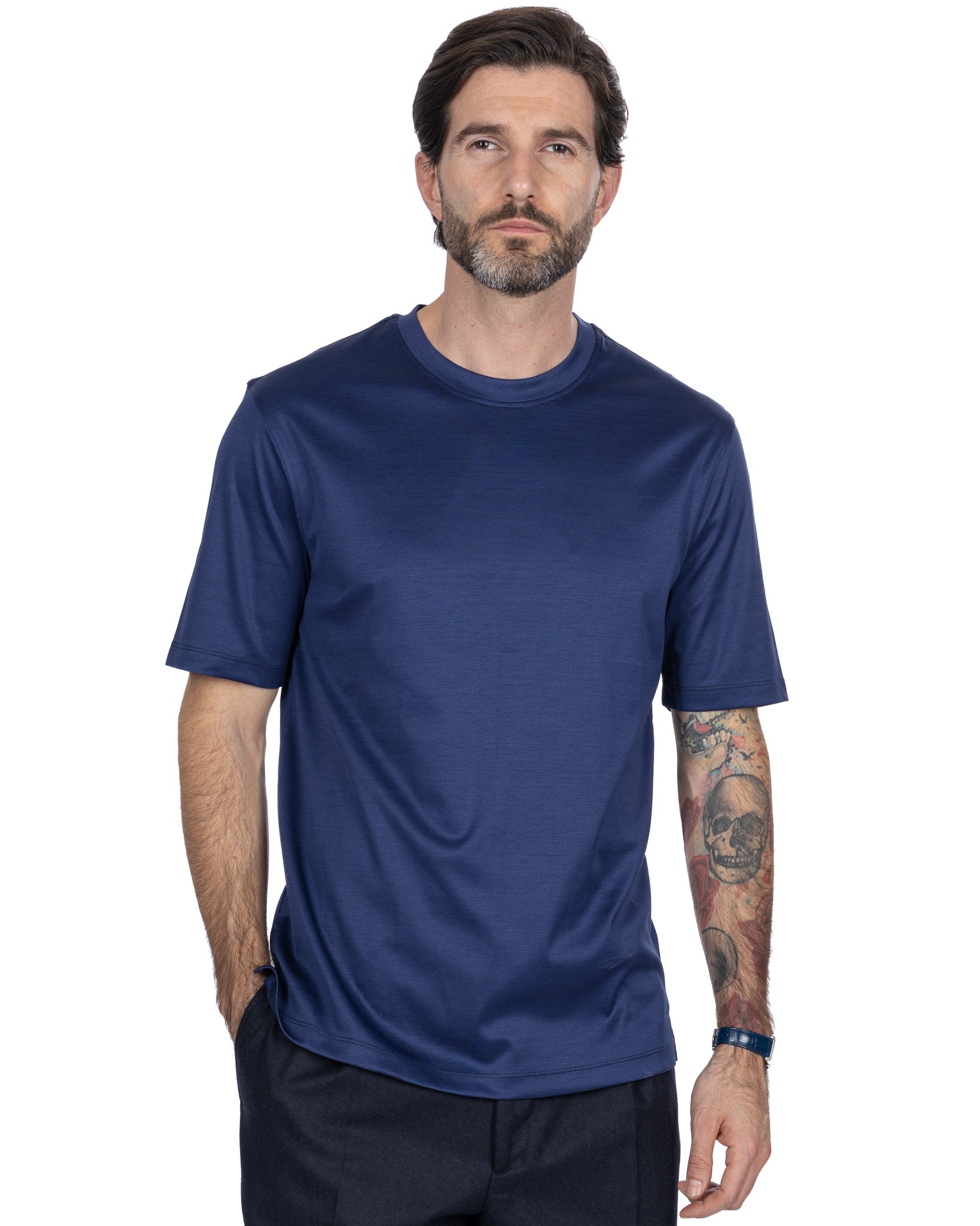 Hoorn T-shirt in blue lisle thread