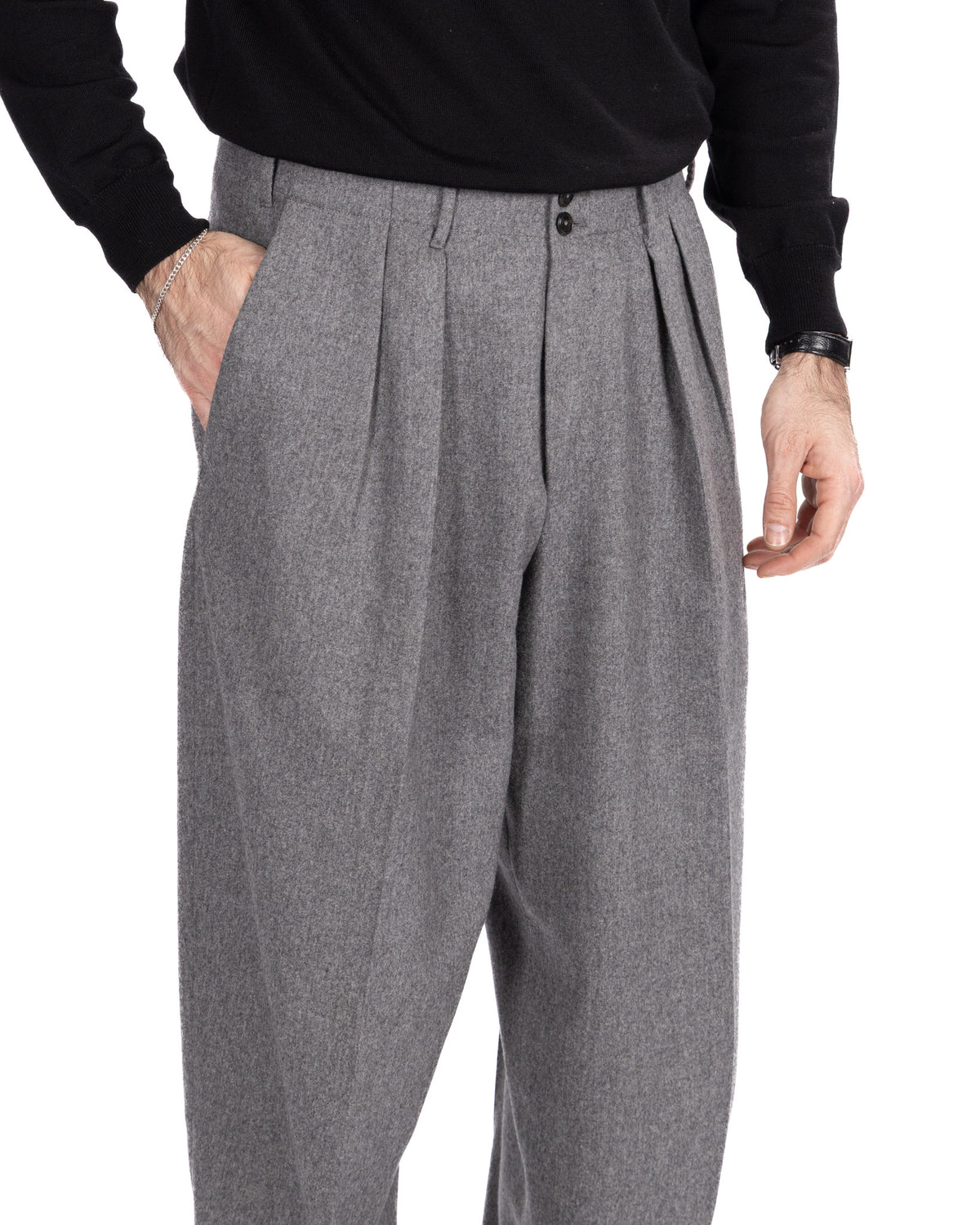 Grey Canonico flannel oversized trousers