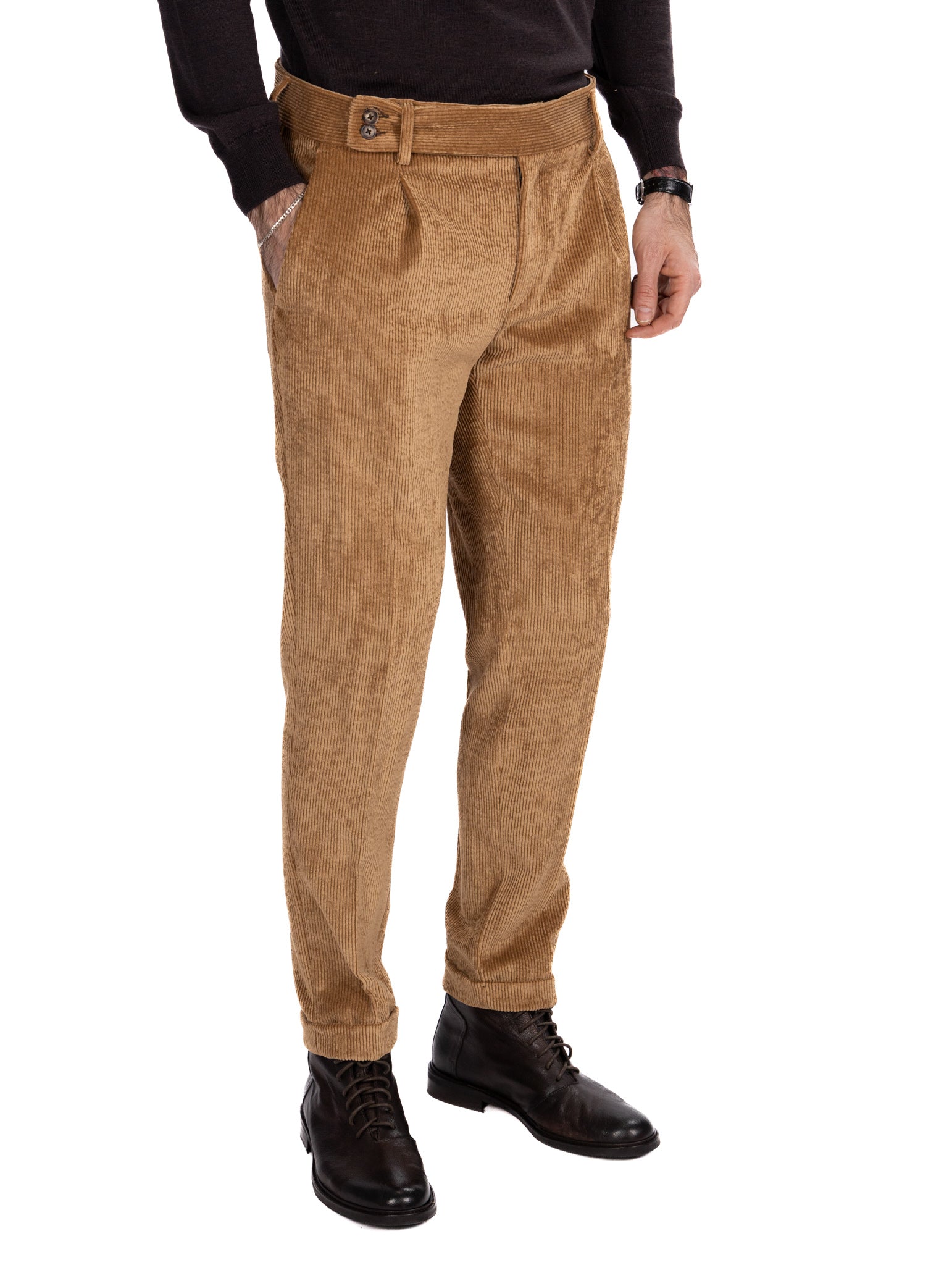 Pantalone James in velluto cammello