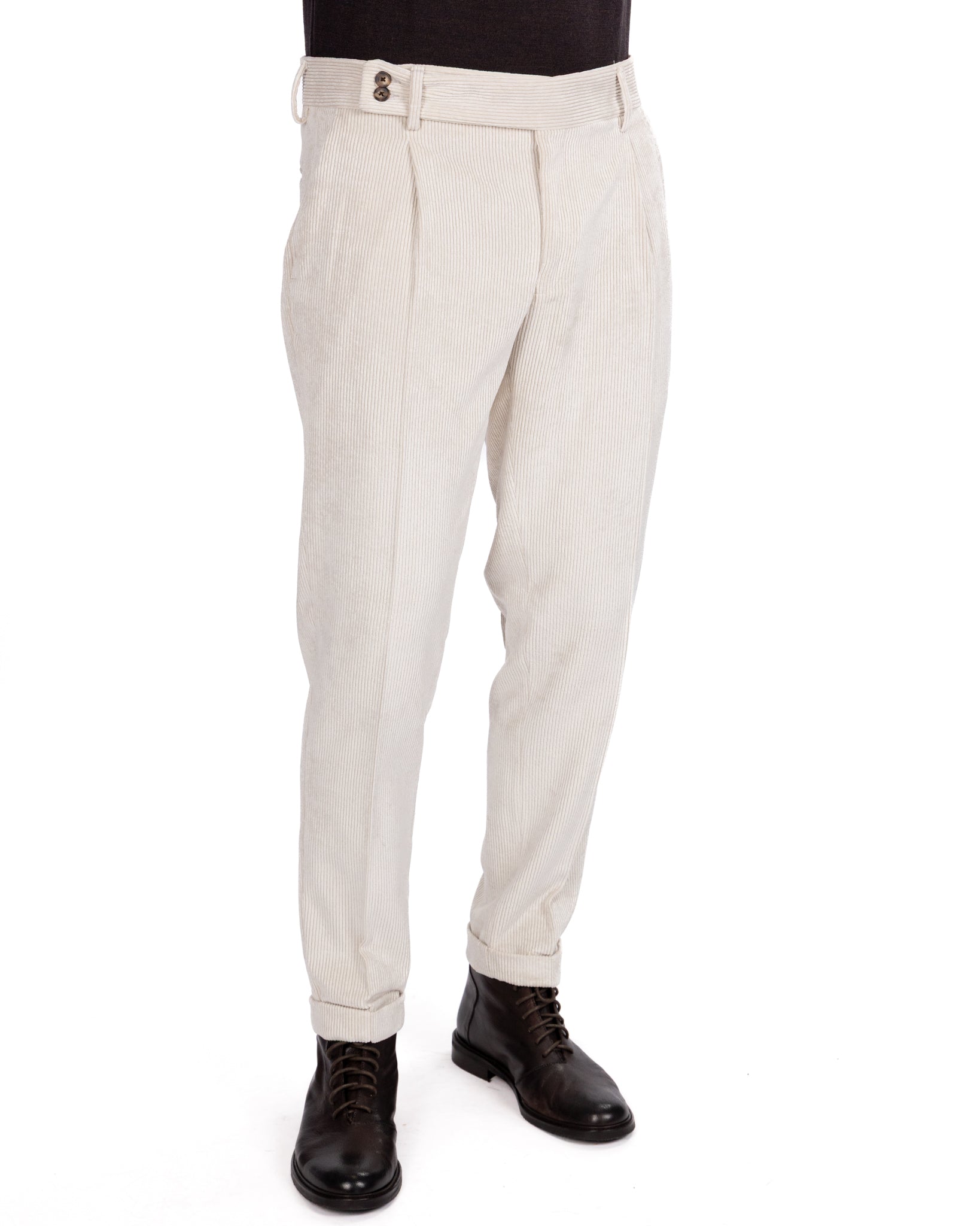 Pantalone James in velluto panna