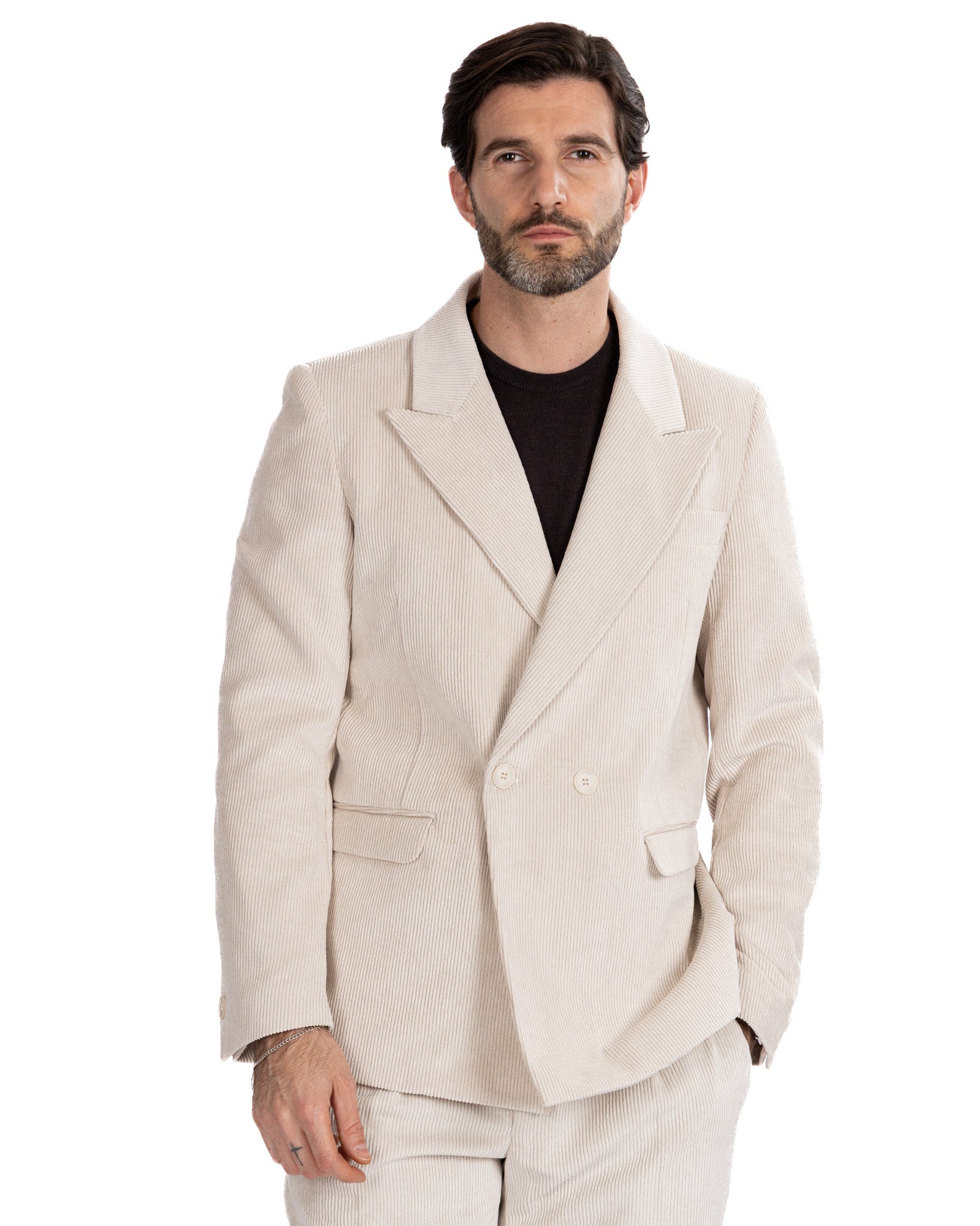 Giacca Bond in velluto panna