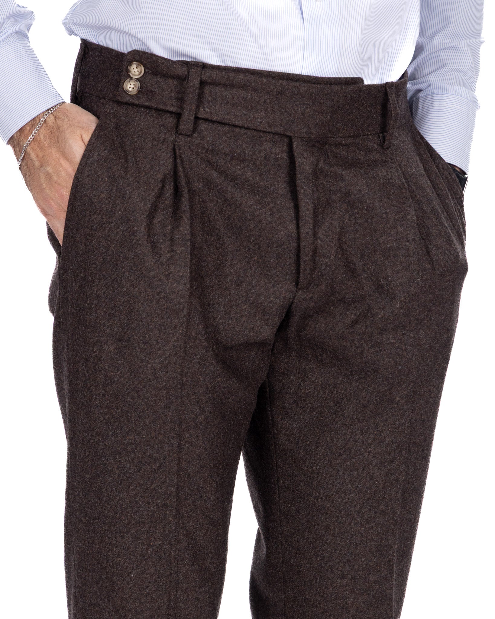 Pantalone Canon in flanella testa di moro