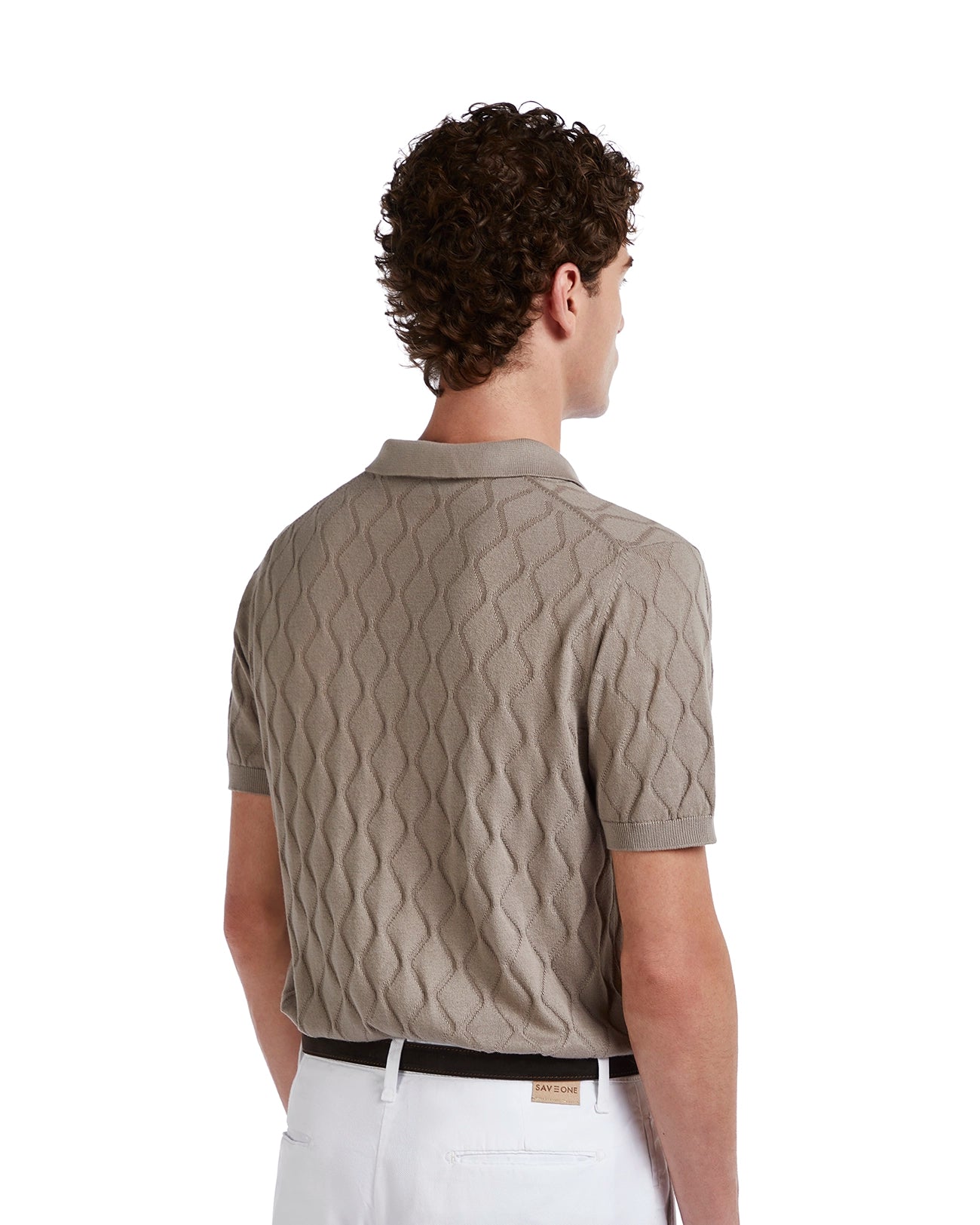 Polo Peter a onde in maglia beige