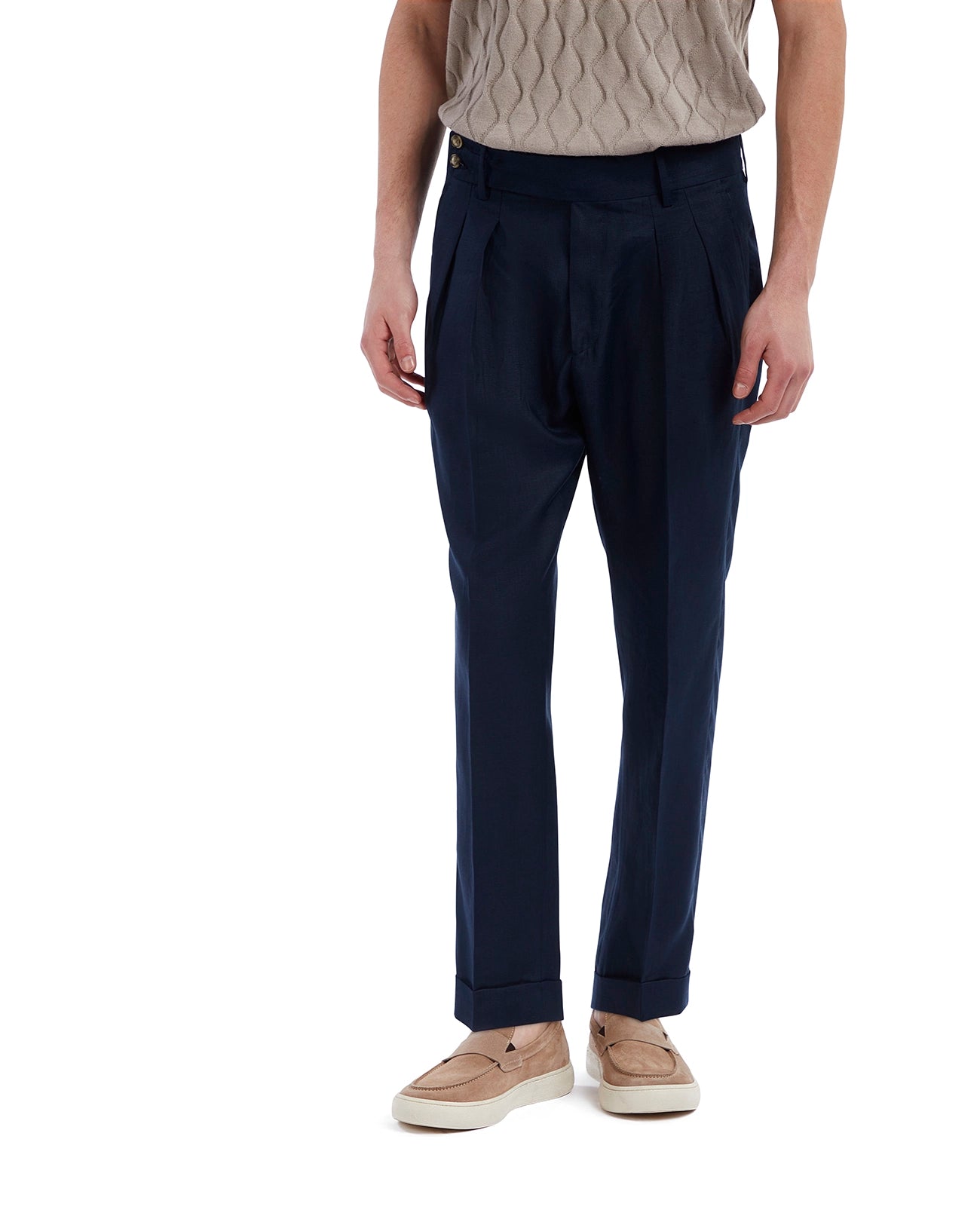 Pantalone Cargese in puro lino blu