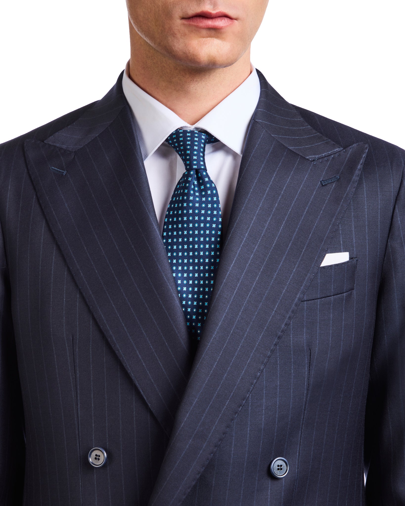 Vatange Drago blue pinstripe suit