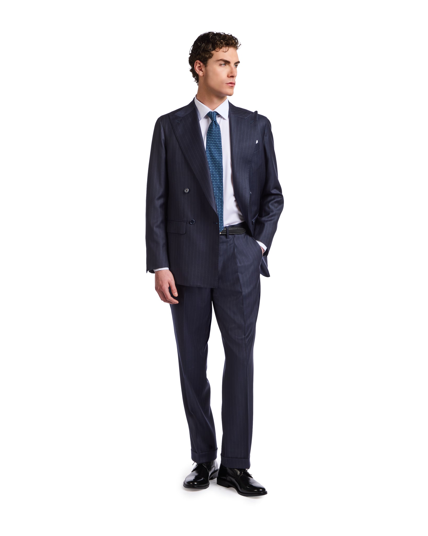 Vatange Drago blue pinstripe suit