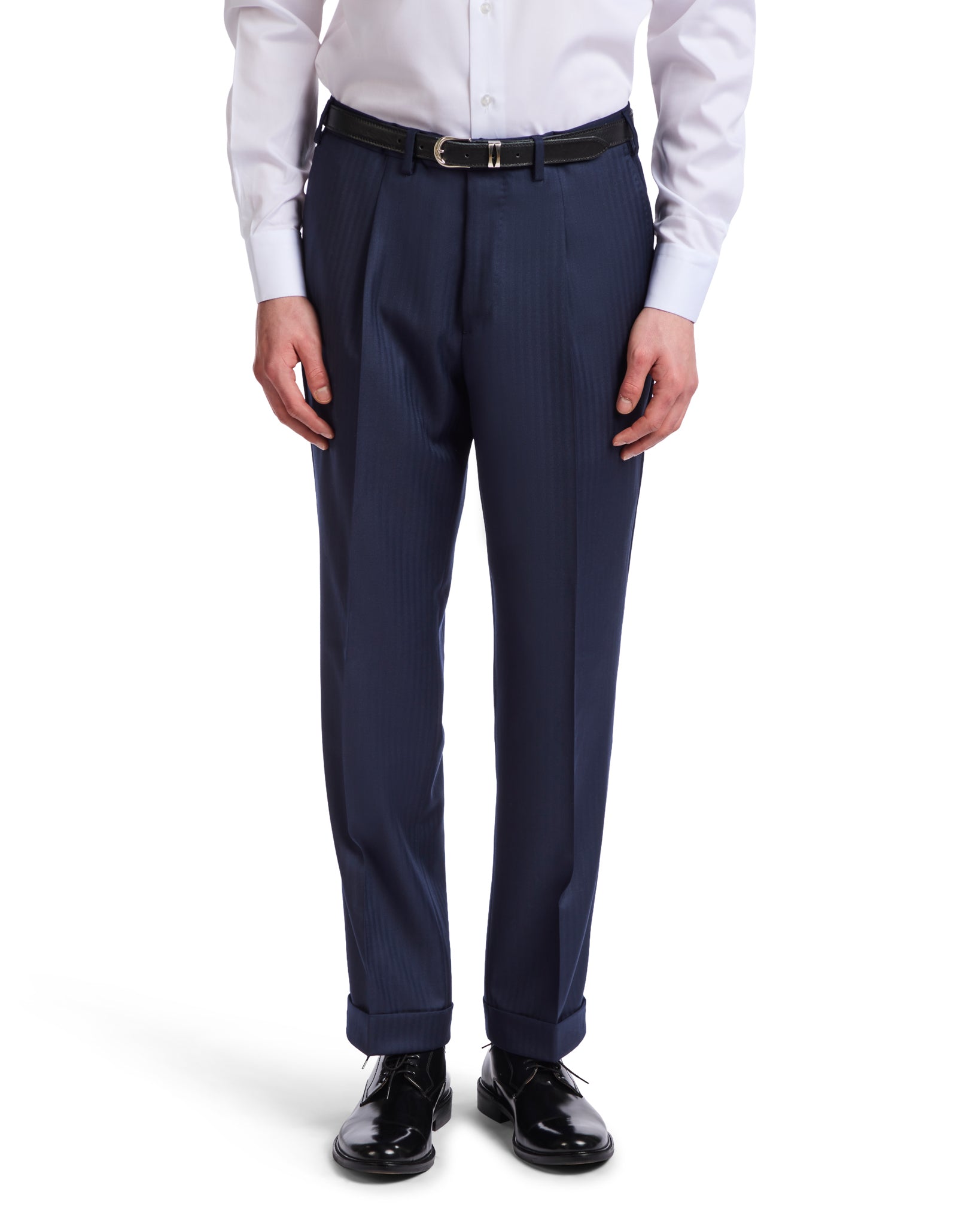 Perennial Vitale Barberis Canonico blue herringbone dress