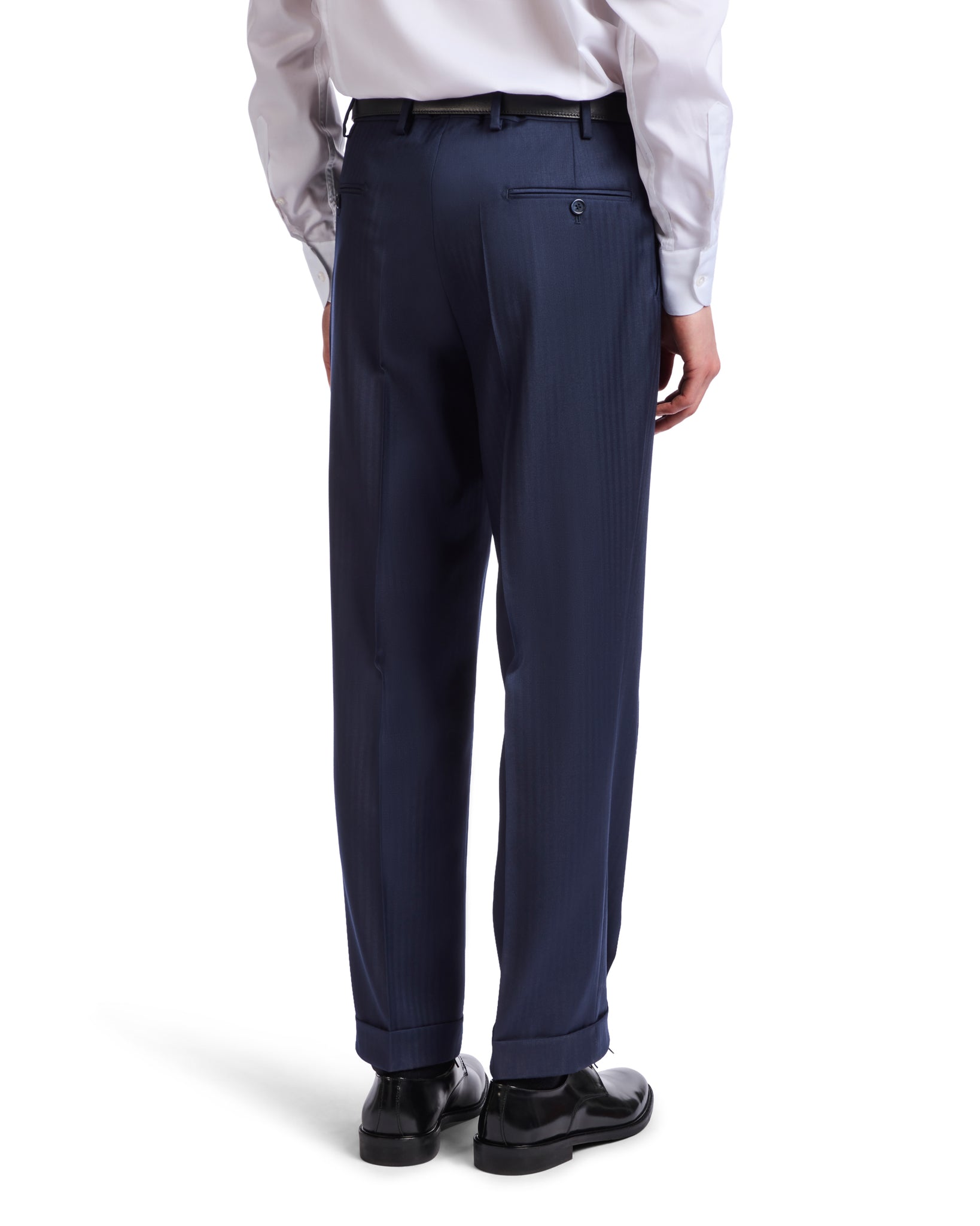 Perennial Vitale Barberis Canonico blue herringbone dress