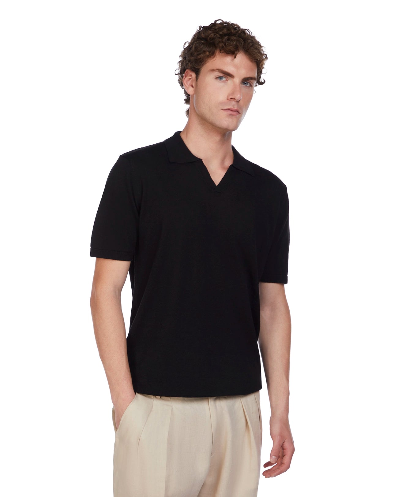 Polo Bandol de lino y algodón negro