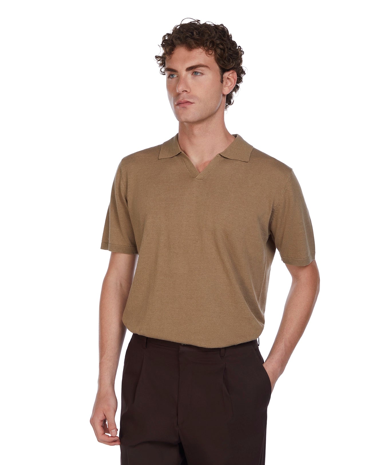 Polo Bandol de lino y algodón fango