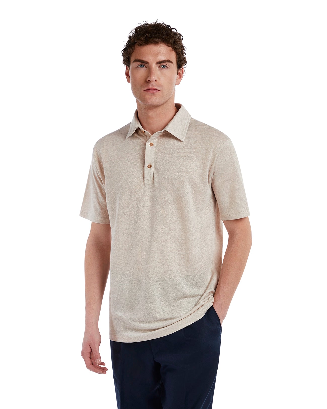Polo Marcos de lino puro color beige