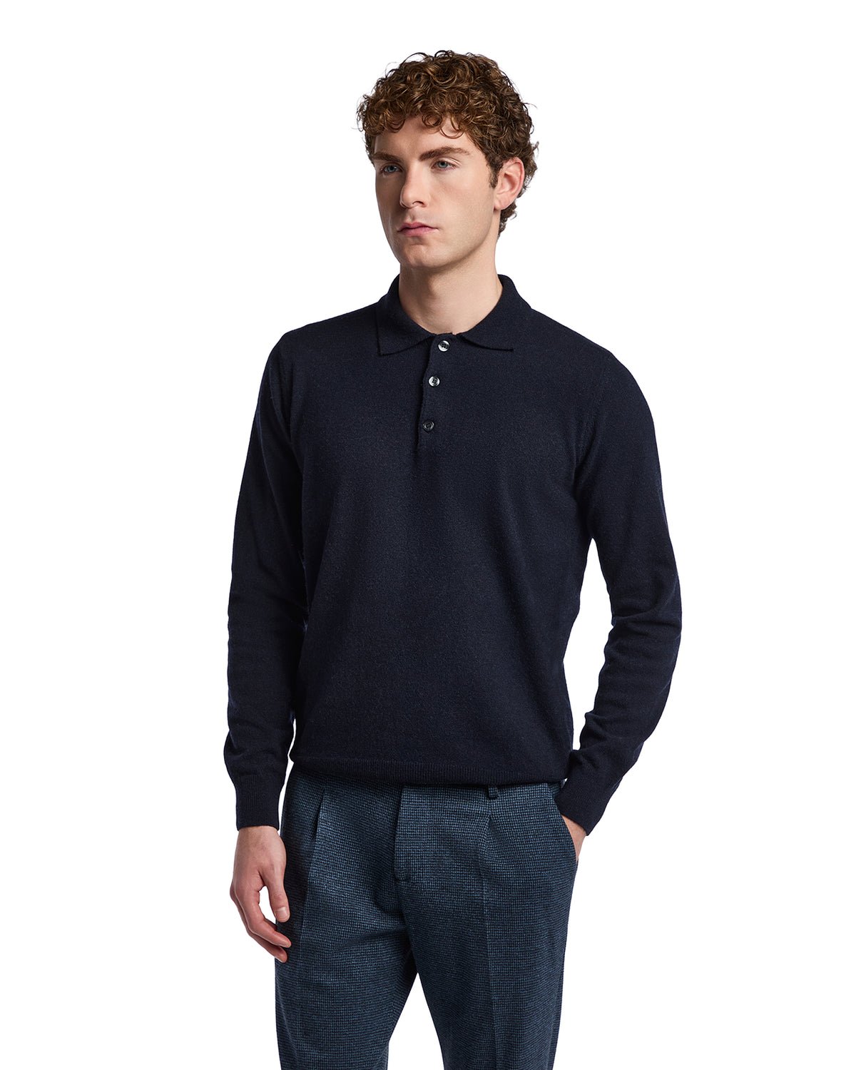 Blue cashmere blend Tiger polo