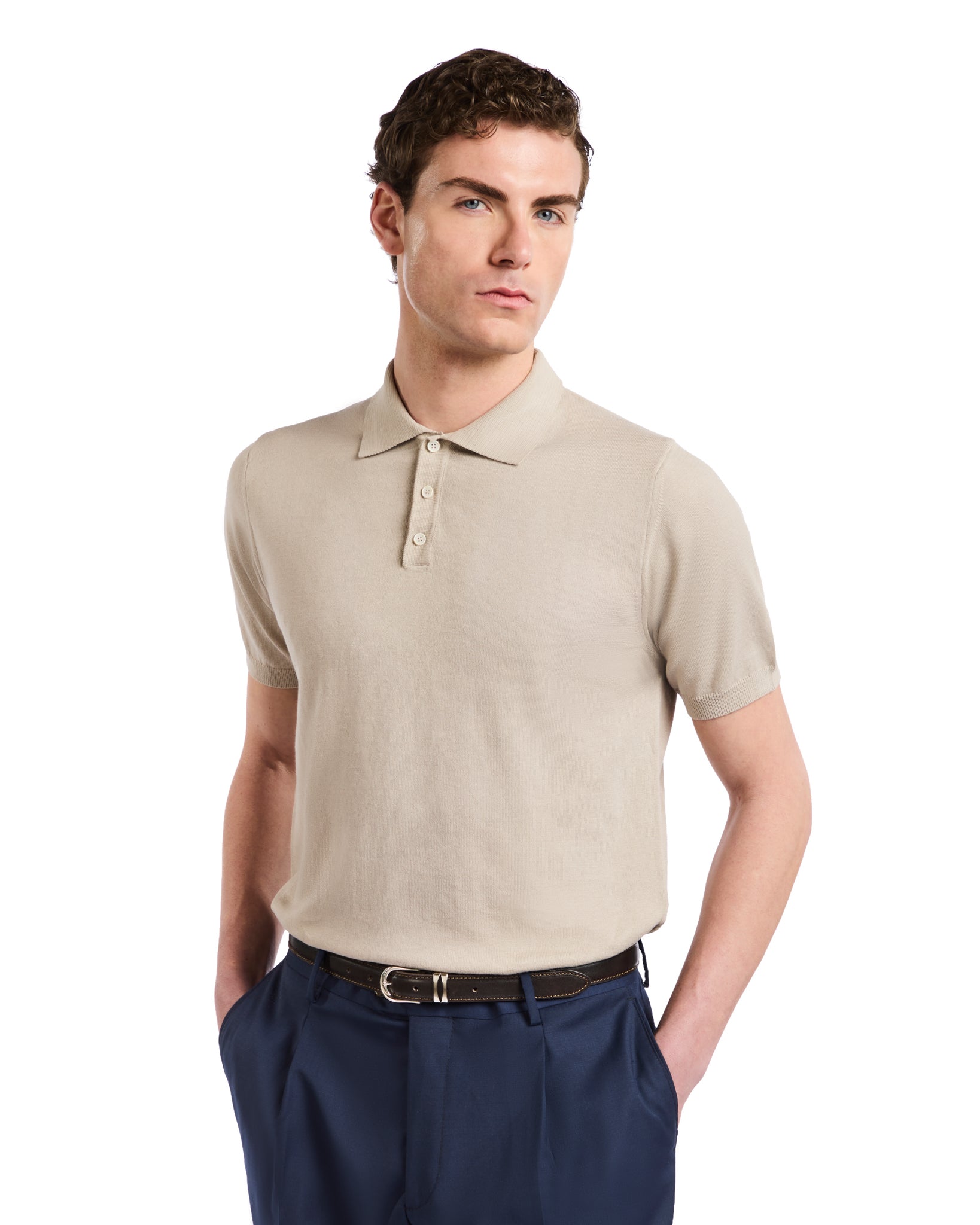 Polo Roger in maglia beige