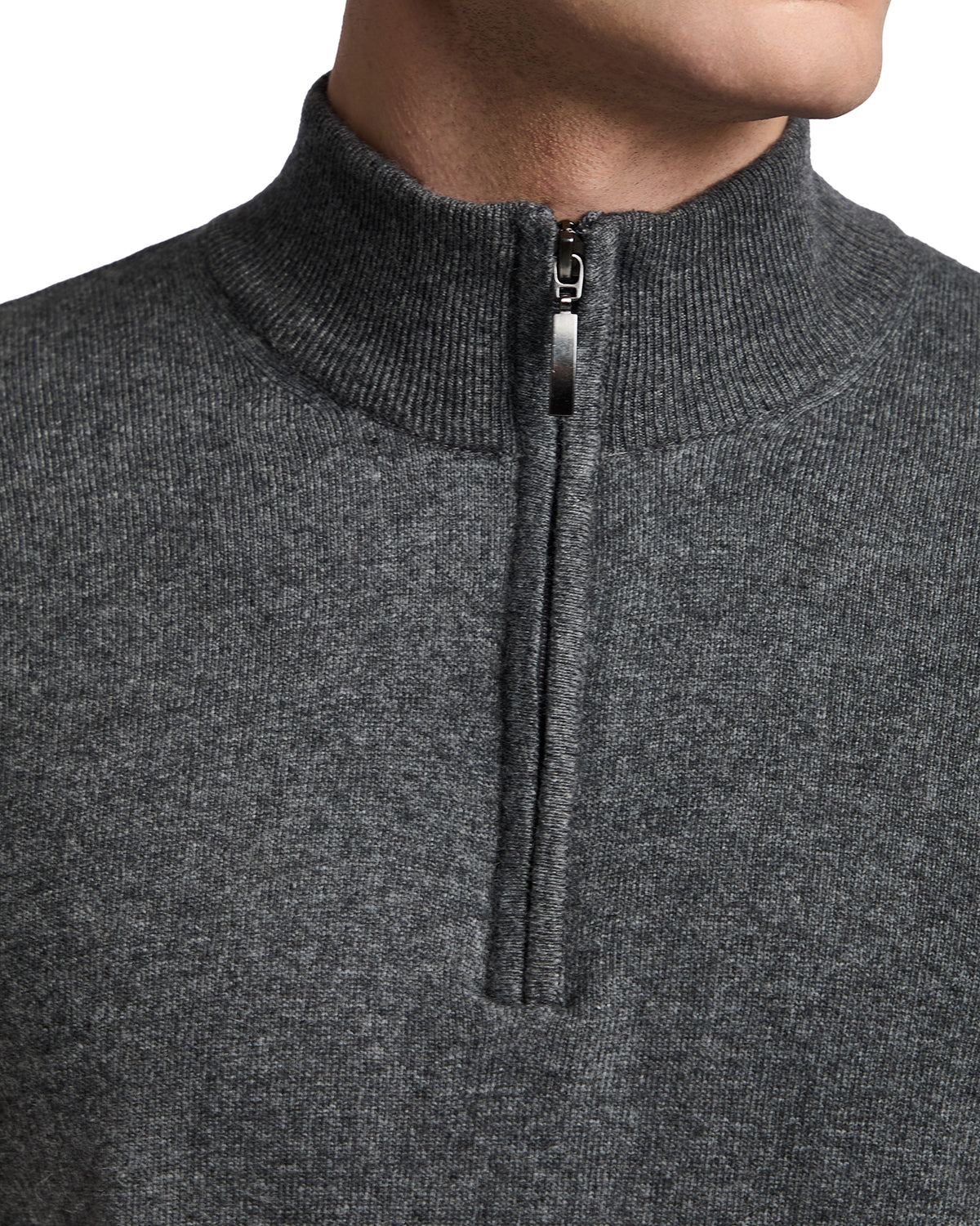 Jersey de cuello alto con cremallera Rory de mezcla de cachemir antracita