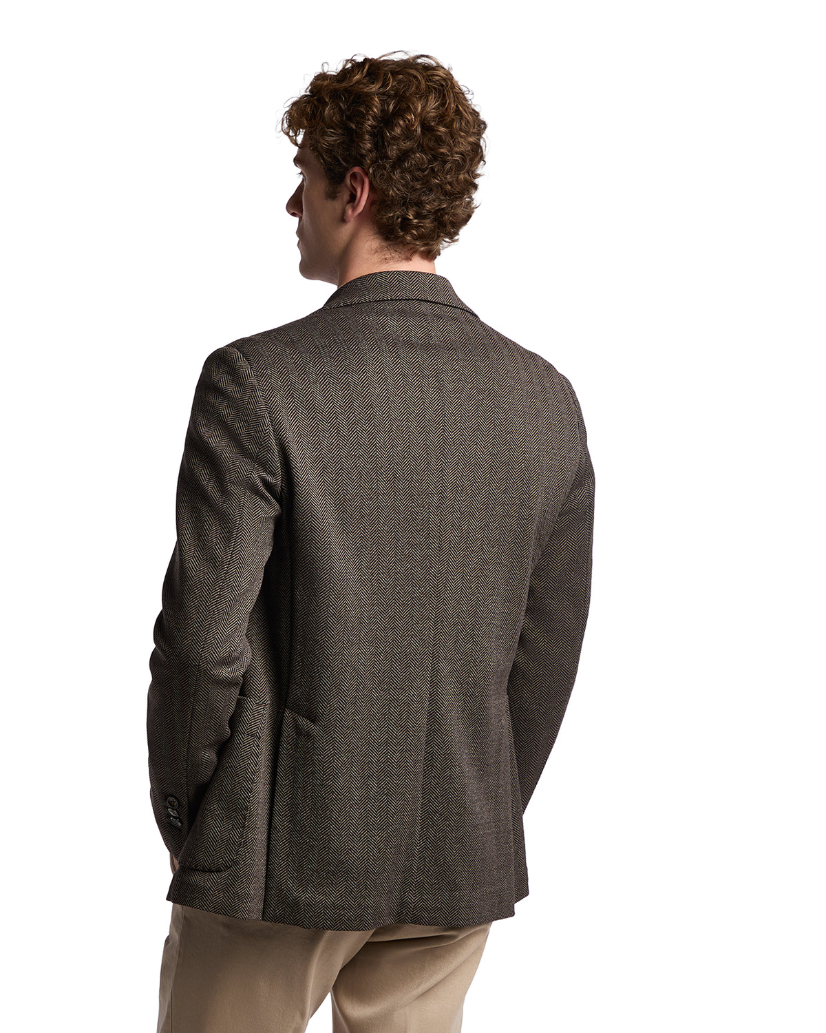 Chaqueta Harris Tweed espigada tabaco
