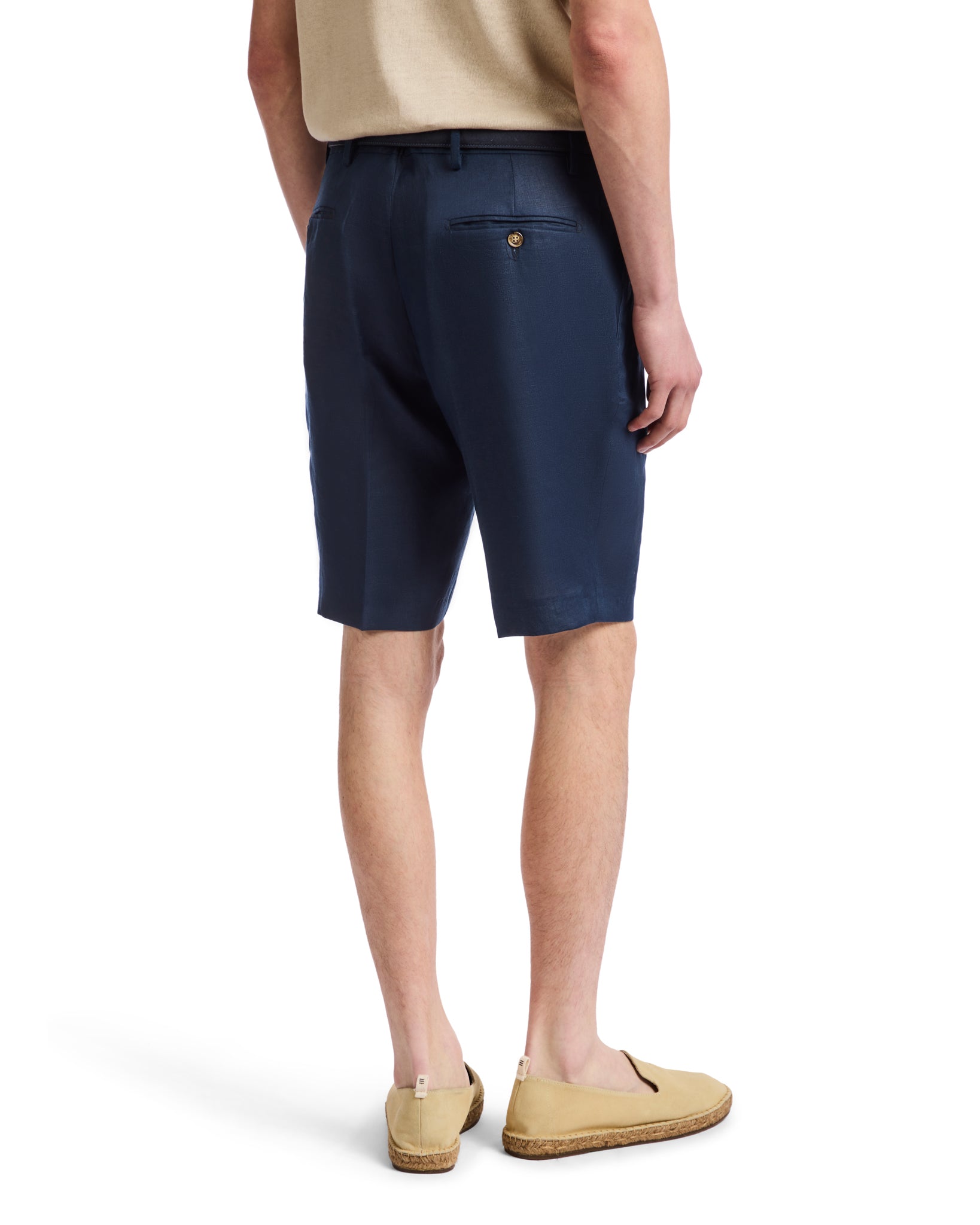 Rowan - High-waisted Bermuda shorts with blue pleats