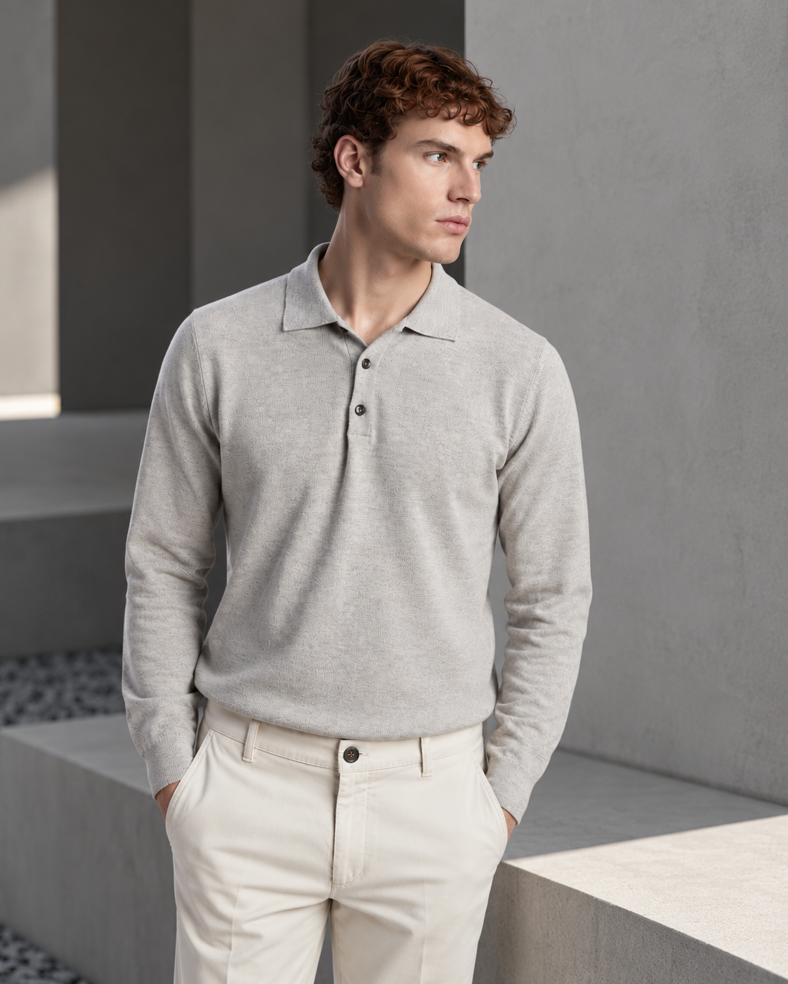 Polo Rovigo aus grauer Tollegno-Wolle