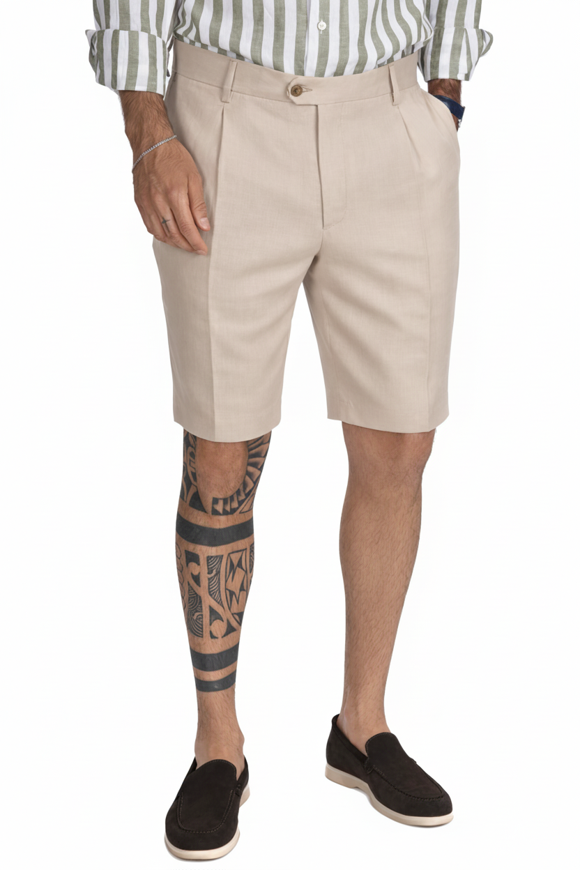 Rowan - high-waisted bermuda shorts with string pleats