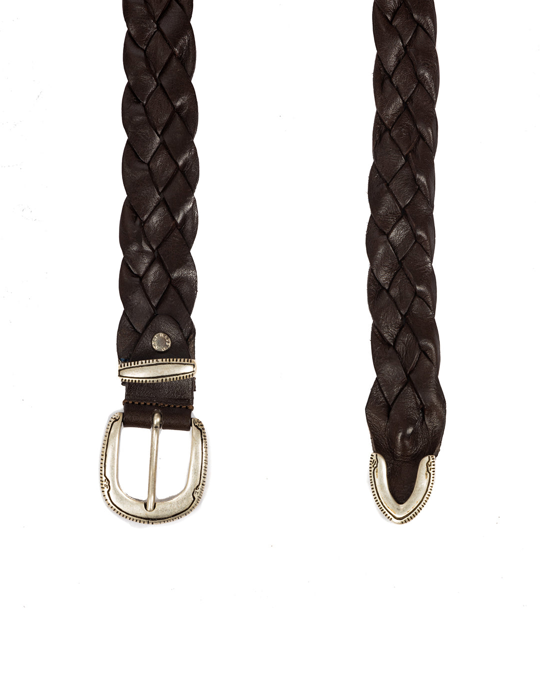 Chianti - dark brown leather belt with wide weave