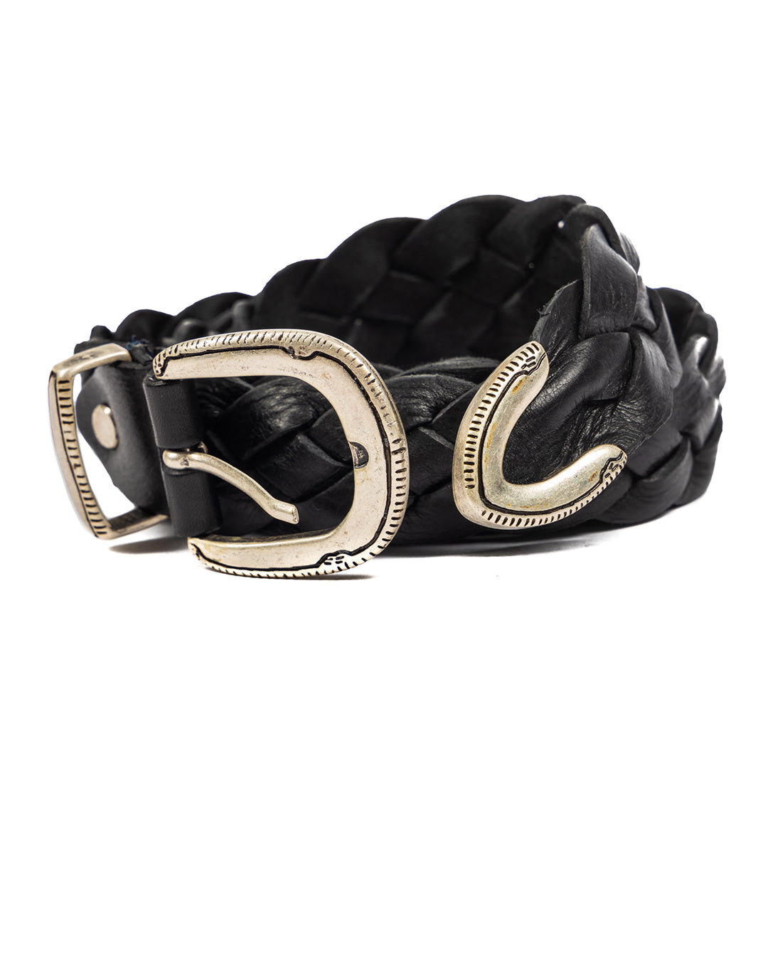 Chianti - black wide woven leather belt