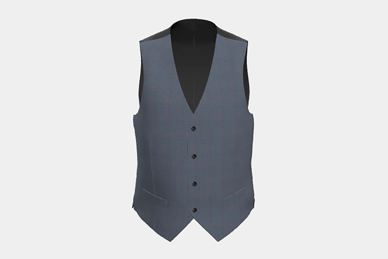 Gilet su misura lana 130s principe di galles blu chiaro Caccioppoli