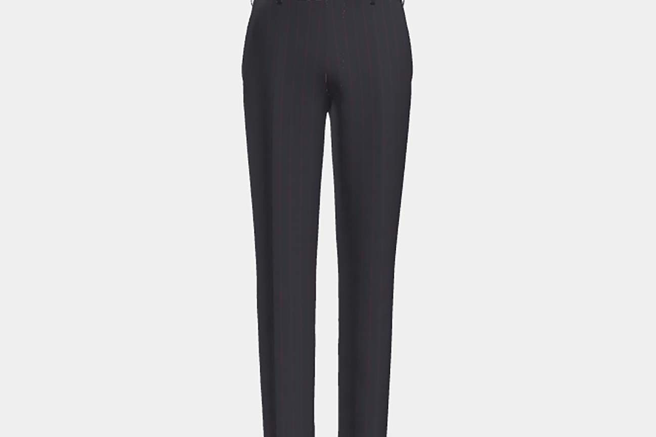 Pantalon ajusté en laine bleu à fines rayures années 130 Caccioppoli