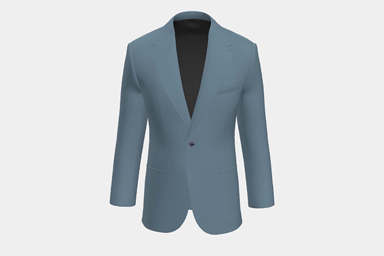 Veste tailleur en laine et soie bleu clair années 150 Caccioppoli