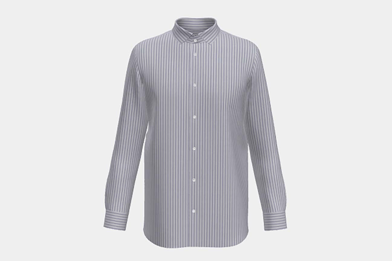 Camicia su misura cotone rigato blu