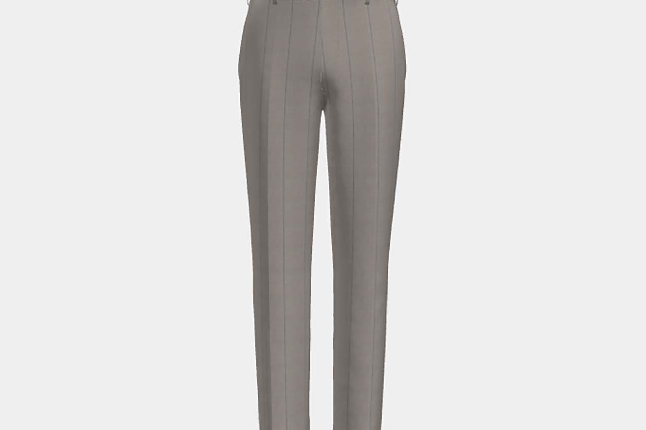Pantalon tailleur en laine beige à fines rayures années 130 Caccioppoli
