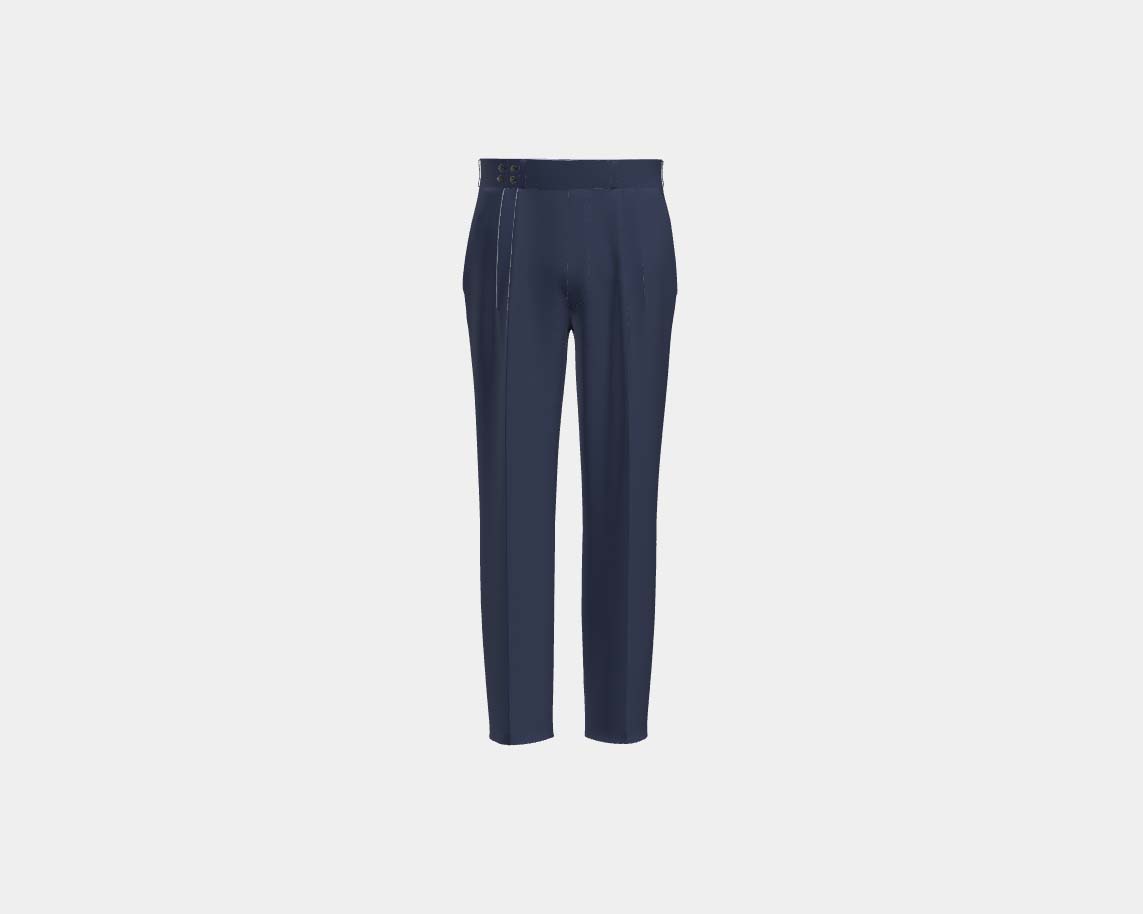 Caccioppoli blue 130s wool tailored trousers with band